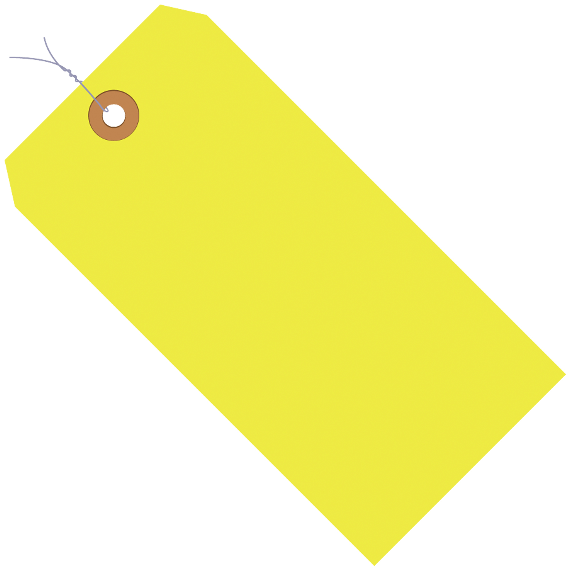 Shipping Tags, Pre-Wired, 13 Pt., 6 1/4" x 3 1/8", Fluorescent Yellow, 1000/Case