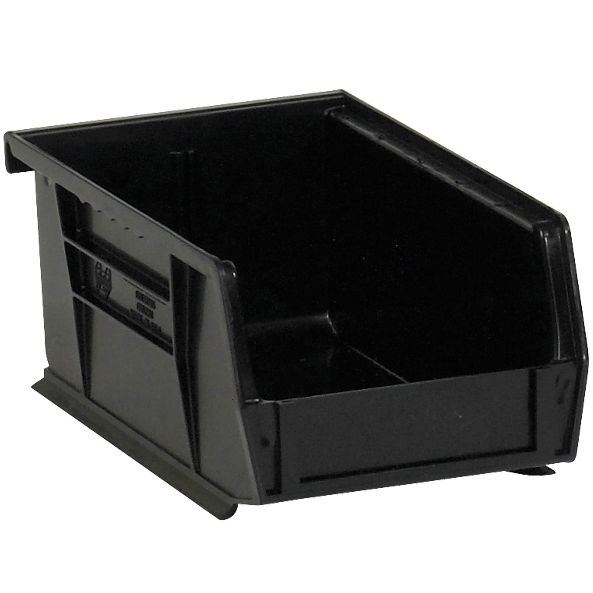 Plastic Stack & Hang Bin Boxes, 7 3/8" x 4 1/8" x 3", Black, 24/Case