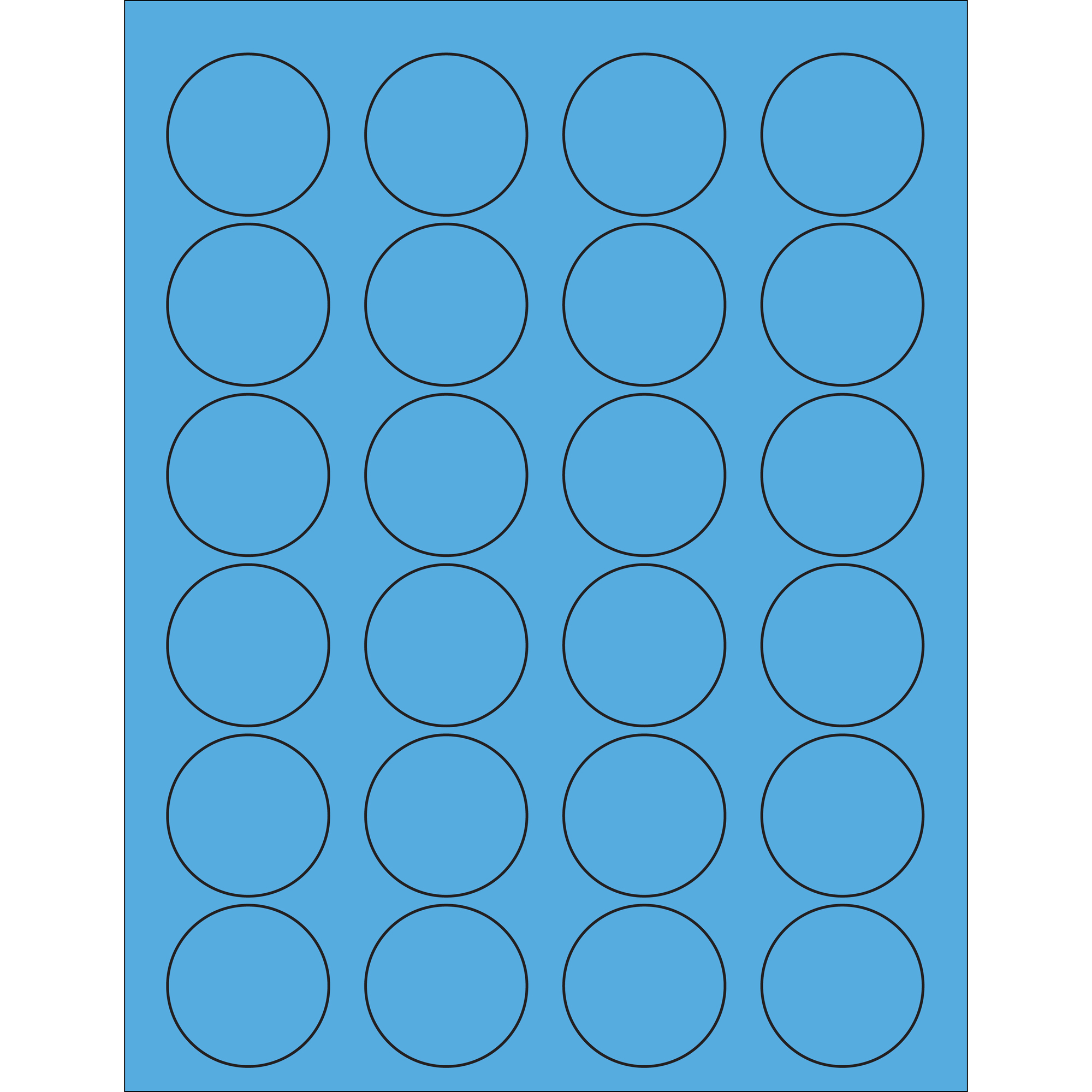 1 5/8" Fluorescent Blue Circle Laser Labels 100 SHEETS