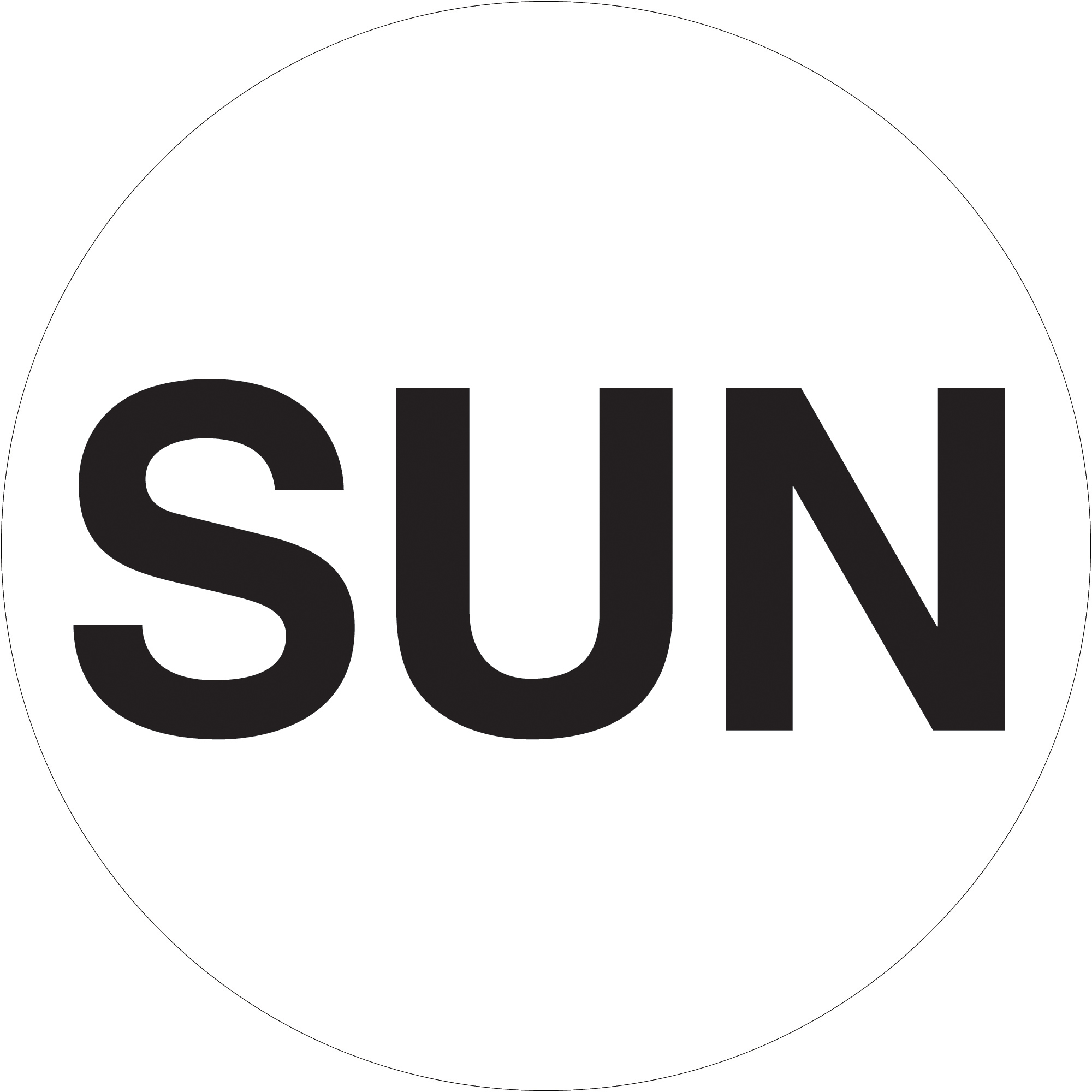 Tape Logic® Inventory Circle Labels, Days of the Week, "SUN", 1", White, 500/Roll