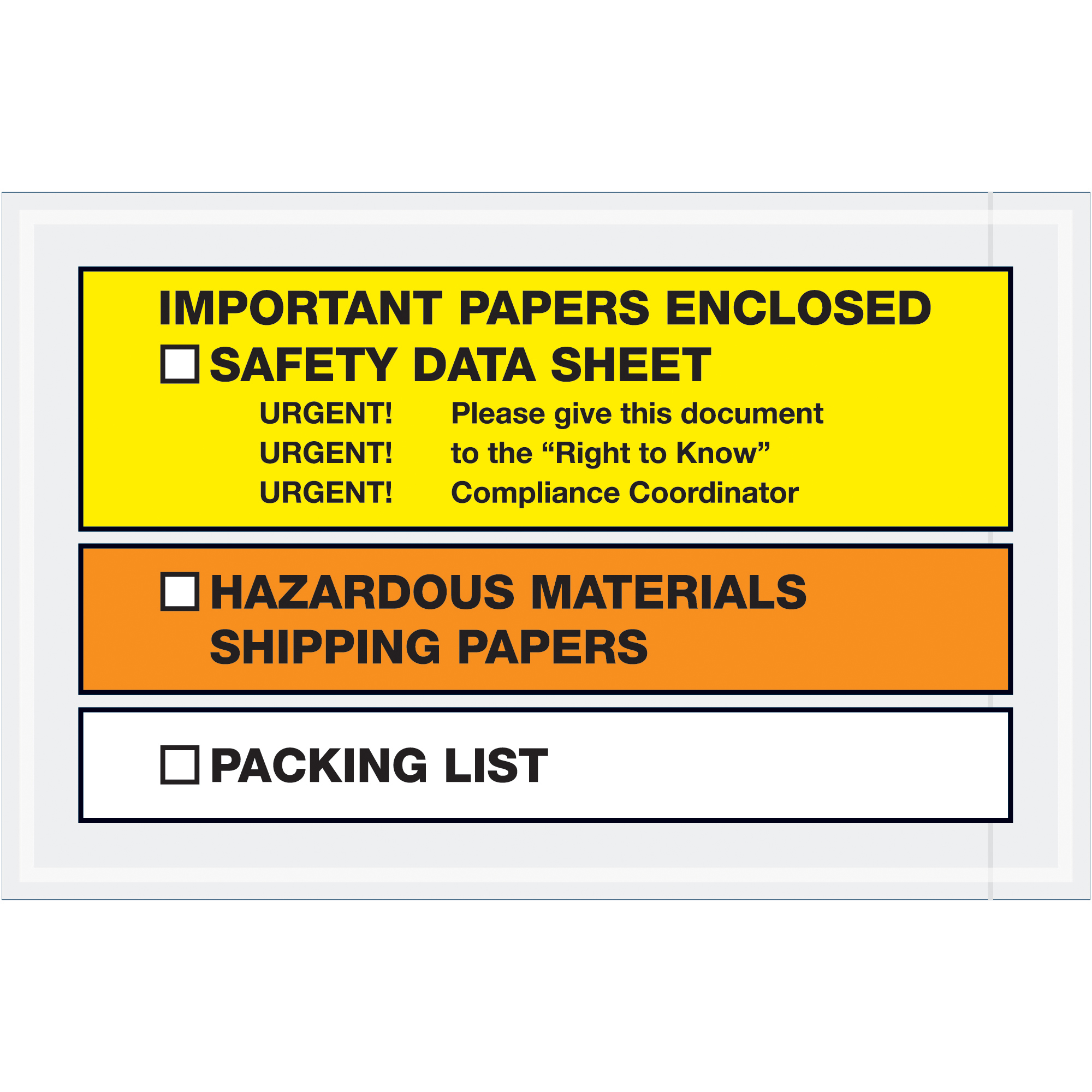 Tape Logic® SDS Envelopes, "Important Papers Enclosed", 6 1/2" x 10", Yellow/Orange, 1000/Case