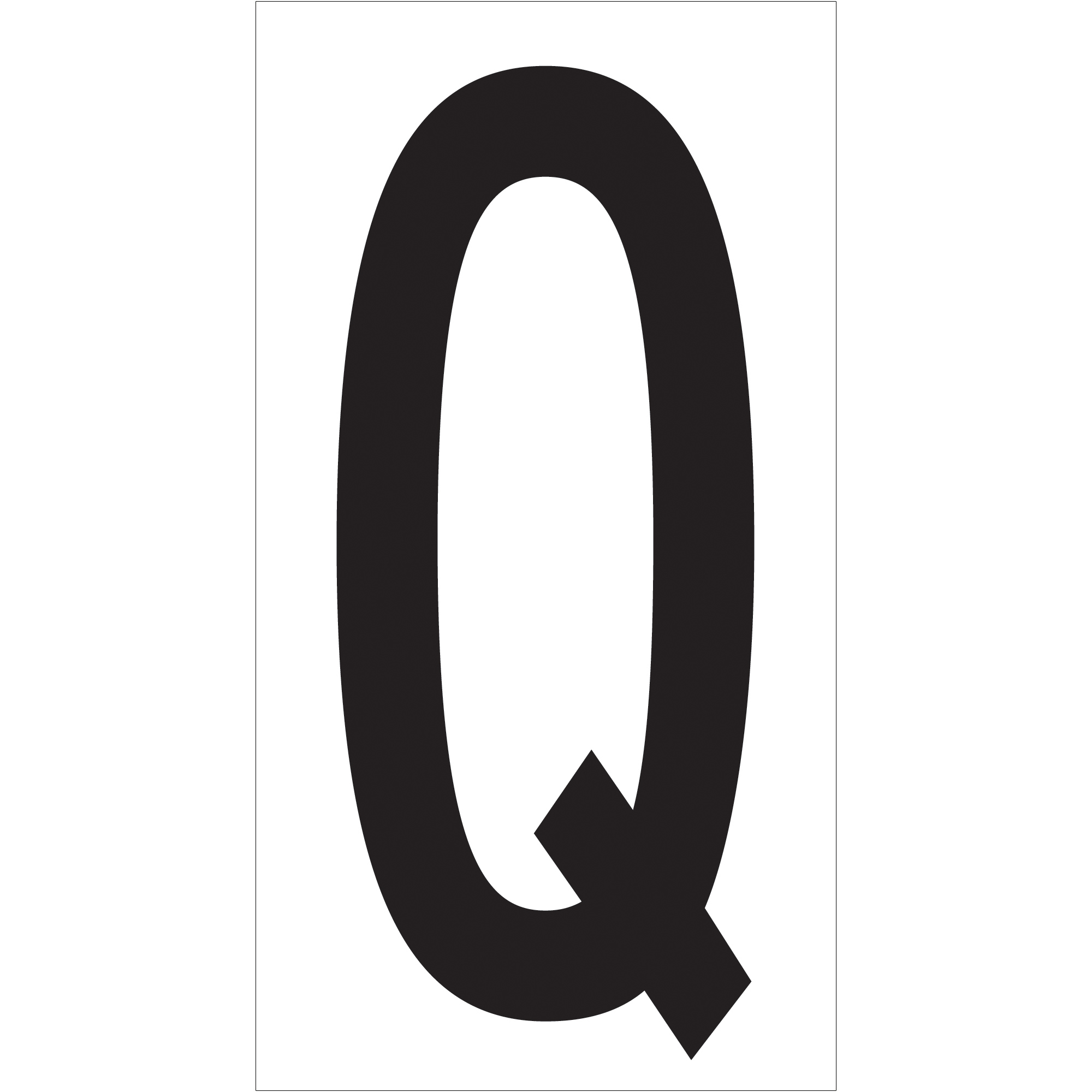 Vinyl Warehouse Letter Labels, "Q", 3 1/2", Black/White, 50/Case
