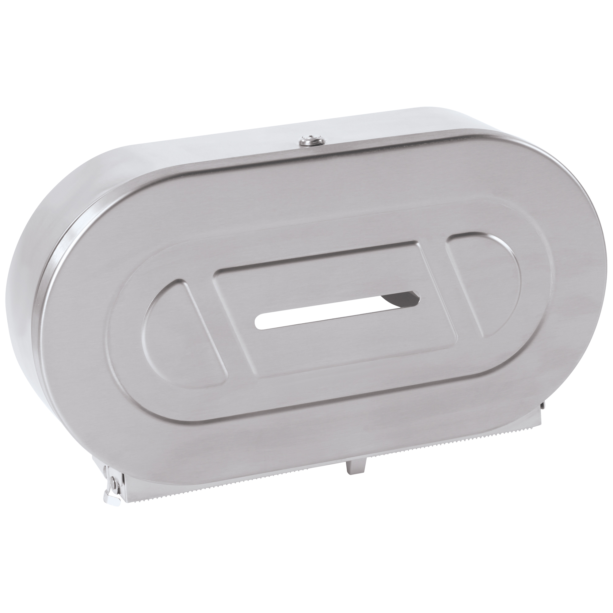 Twin Jumbo Bathroom Tissue Dispenser, 20 13/16" x 11 3/8" x 5 5/16", Silver, 1/Case