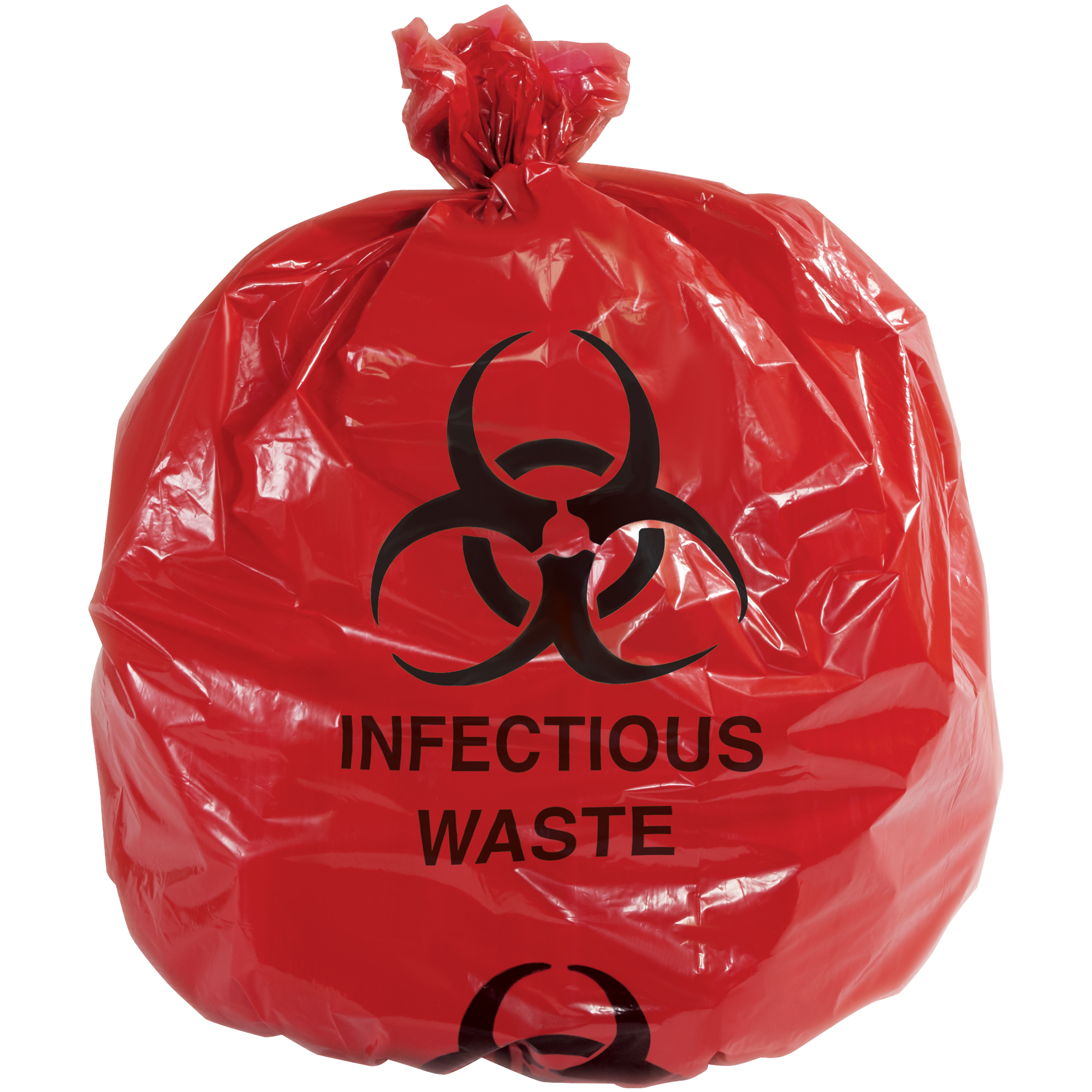 Infectious Waste Trash Liner, Red with "Infectious Waste" Print, 40 - 45 Gallon, 1.1 Mil., 40" x 46", 100/Case