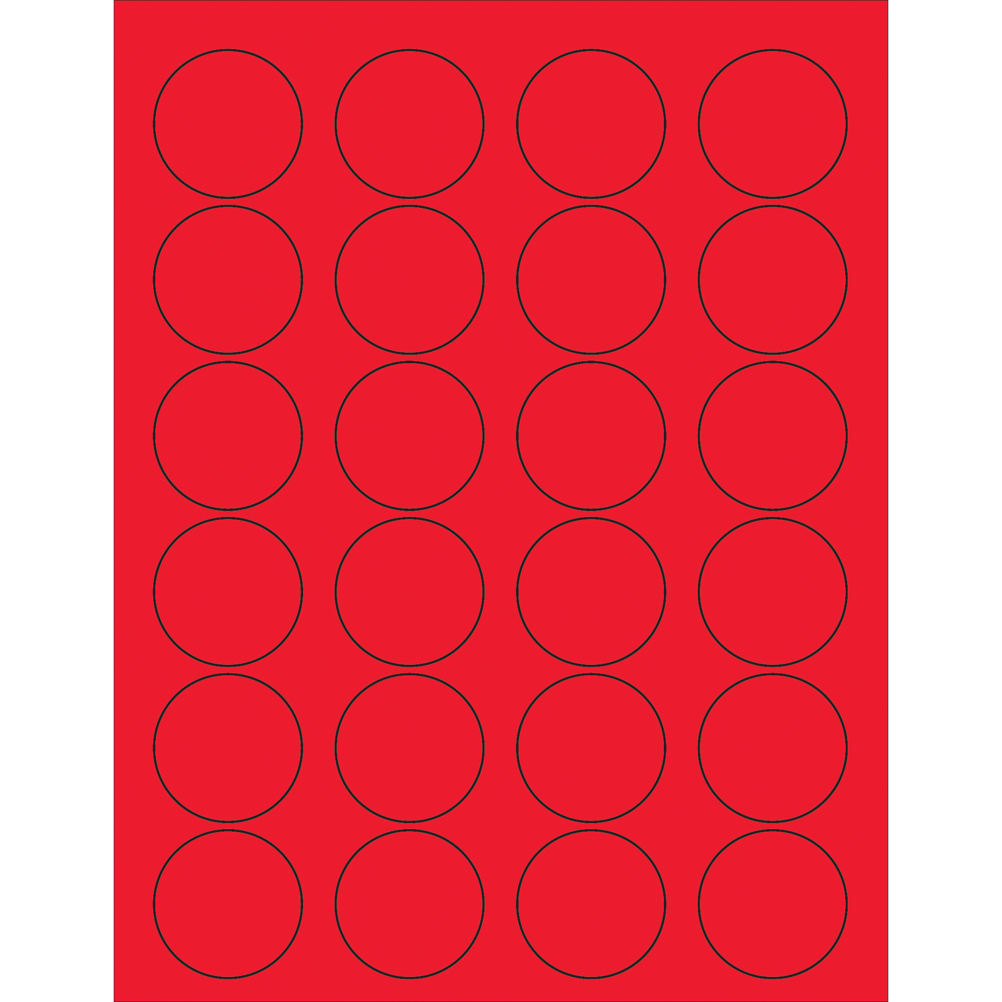 Tape Logic® Circle Laser Labels, 1 5/8", Fluorescent Red, 2400/Case