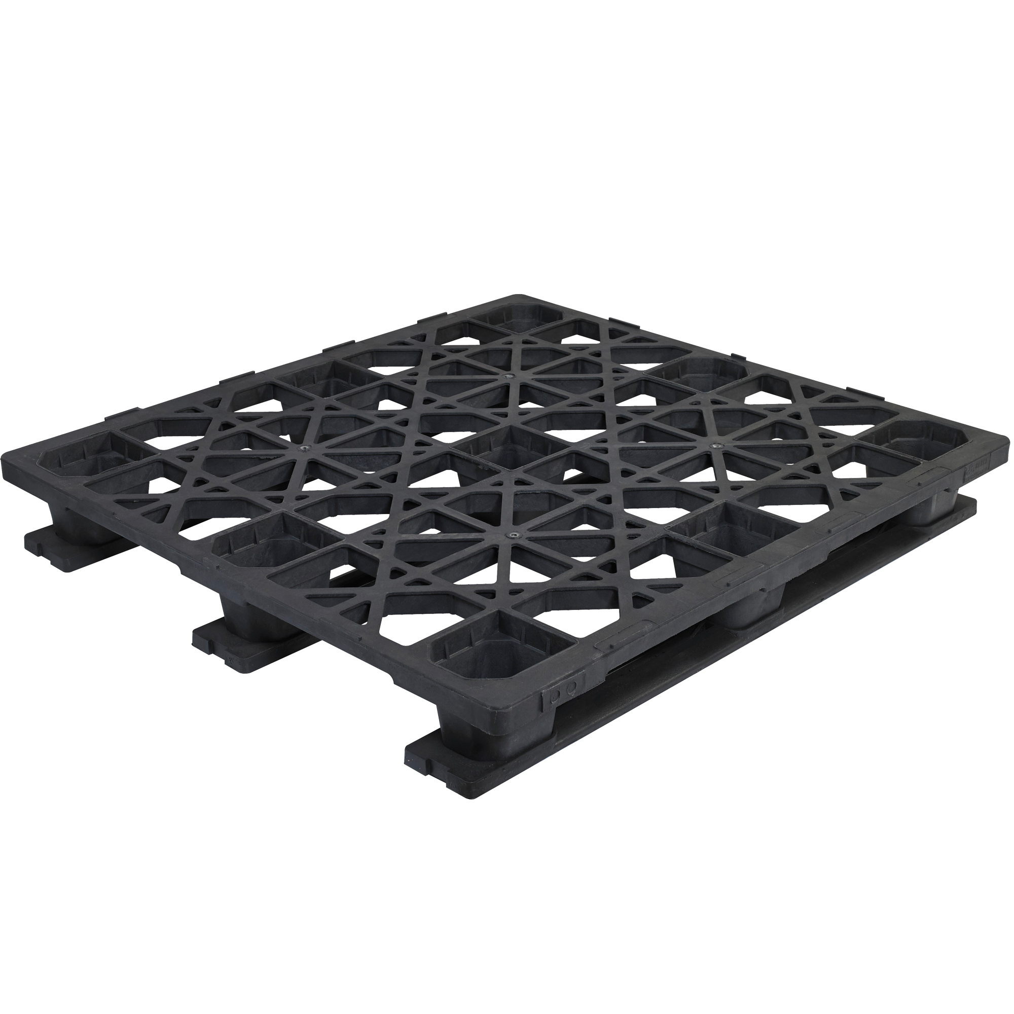 Rackable Plastic Pallet, 48" x 45" x 5 9/10", Black, 1/Each