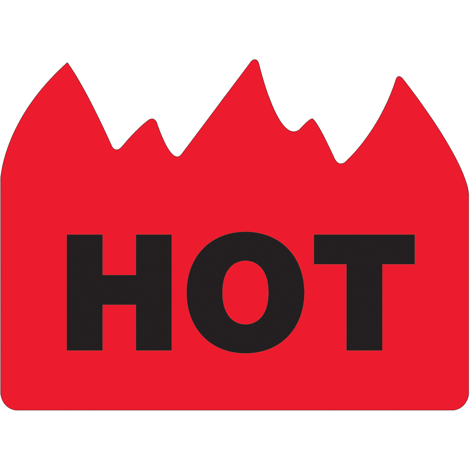 Tape Logic® Flame Labels, " - "Hot" (Bill of Lading), 1 1/2" x 2", Red/Black, 500/Roll