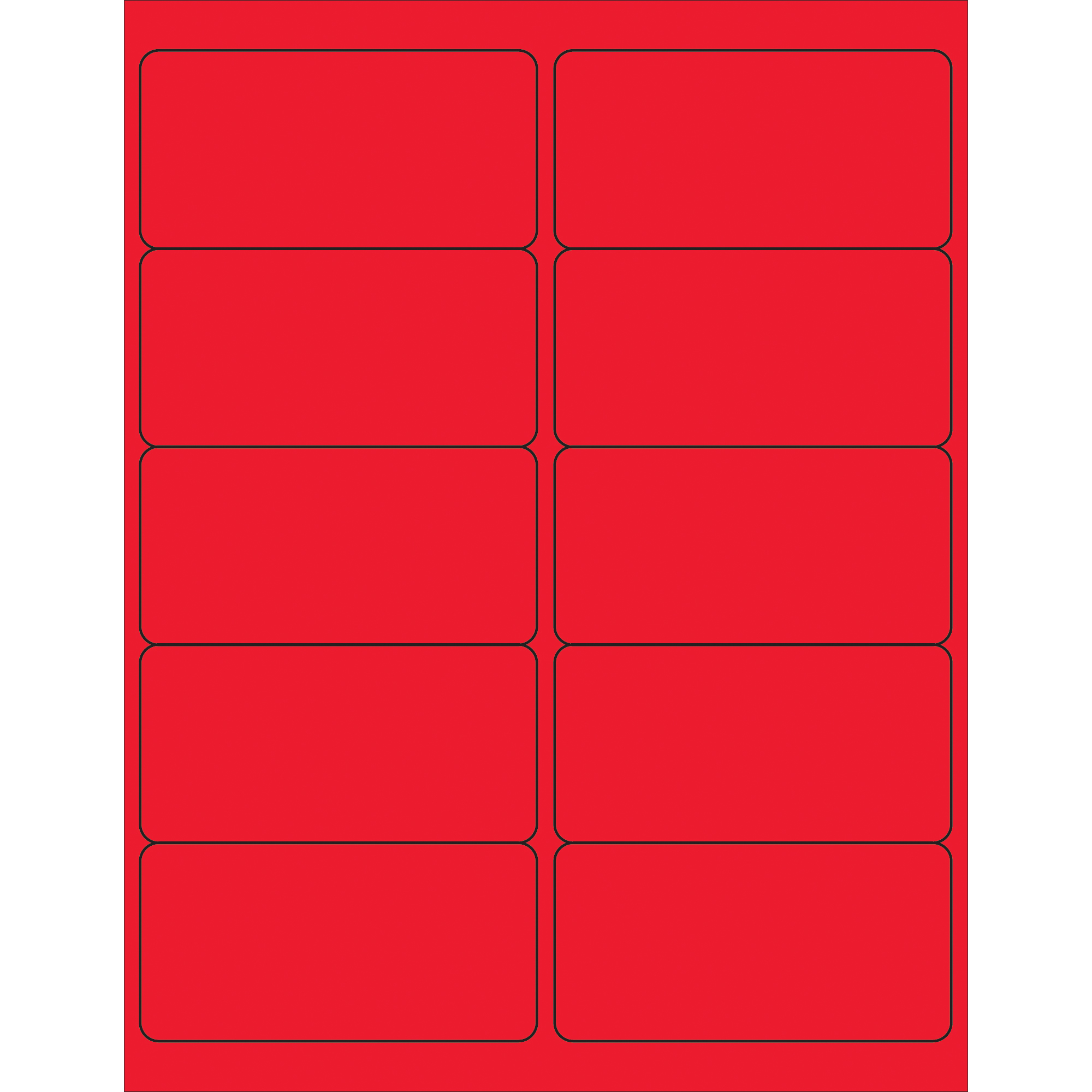 Tape Logic® Removable Rectangle Laser Labels, 4" x 2", Fluorescent Red, 1000/Case