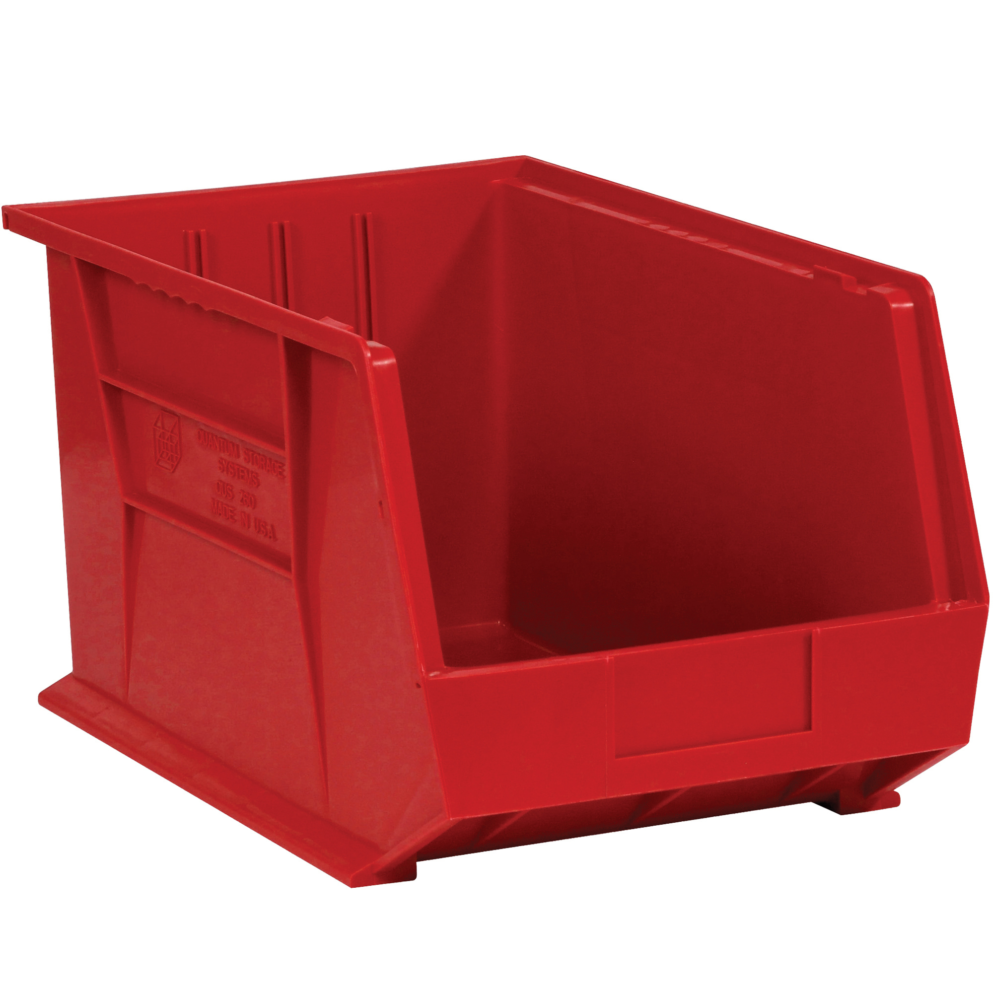 Plastic Stack & Hang Bin Boxes, 10 3/4" x 8 1/4" x 7", Red, 6/Case