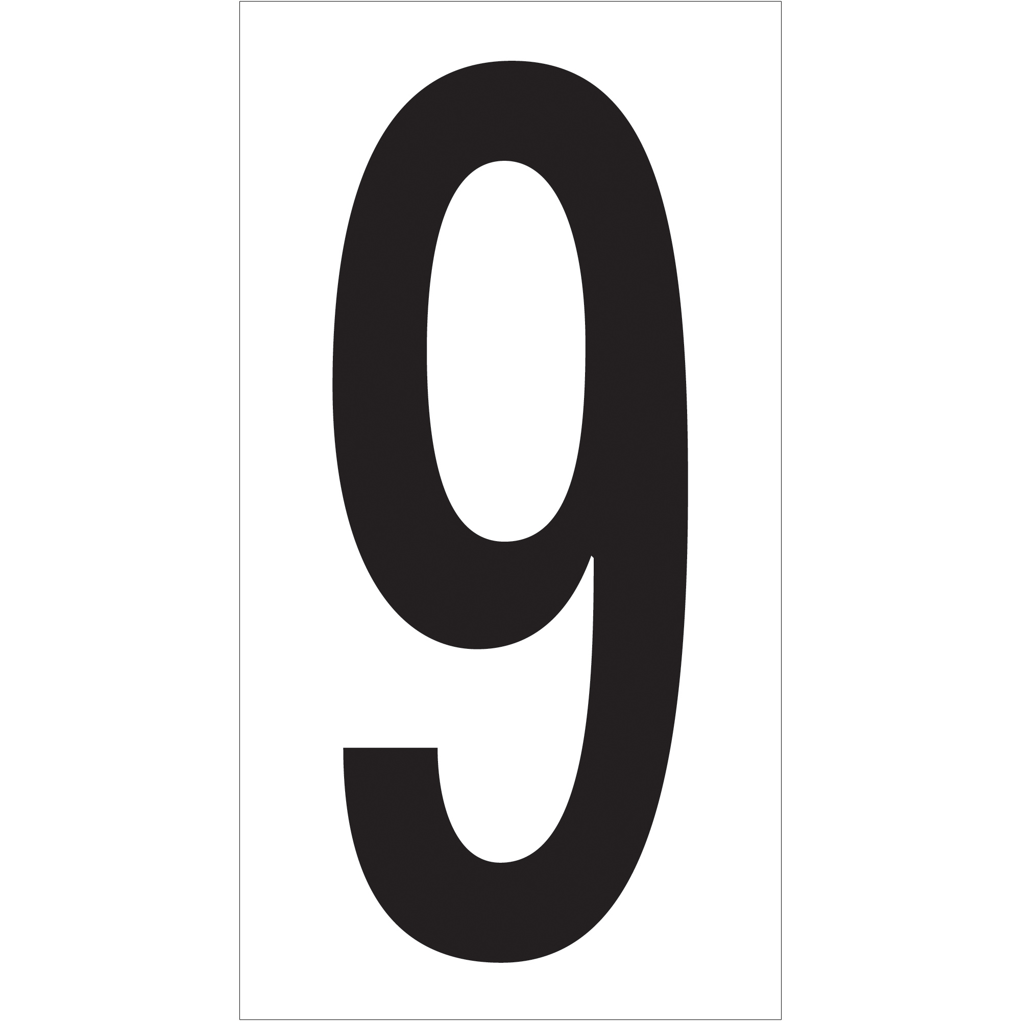 Vinyl Warehouse Number Labels, "9", 3 1/2", Black/White, 50/Case