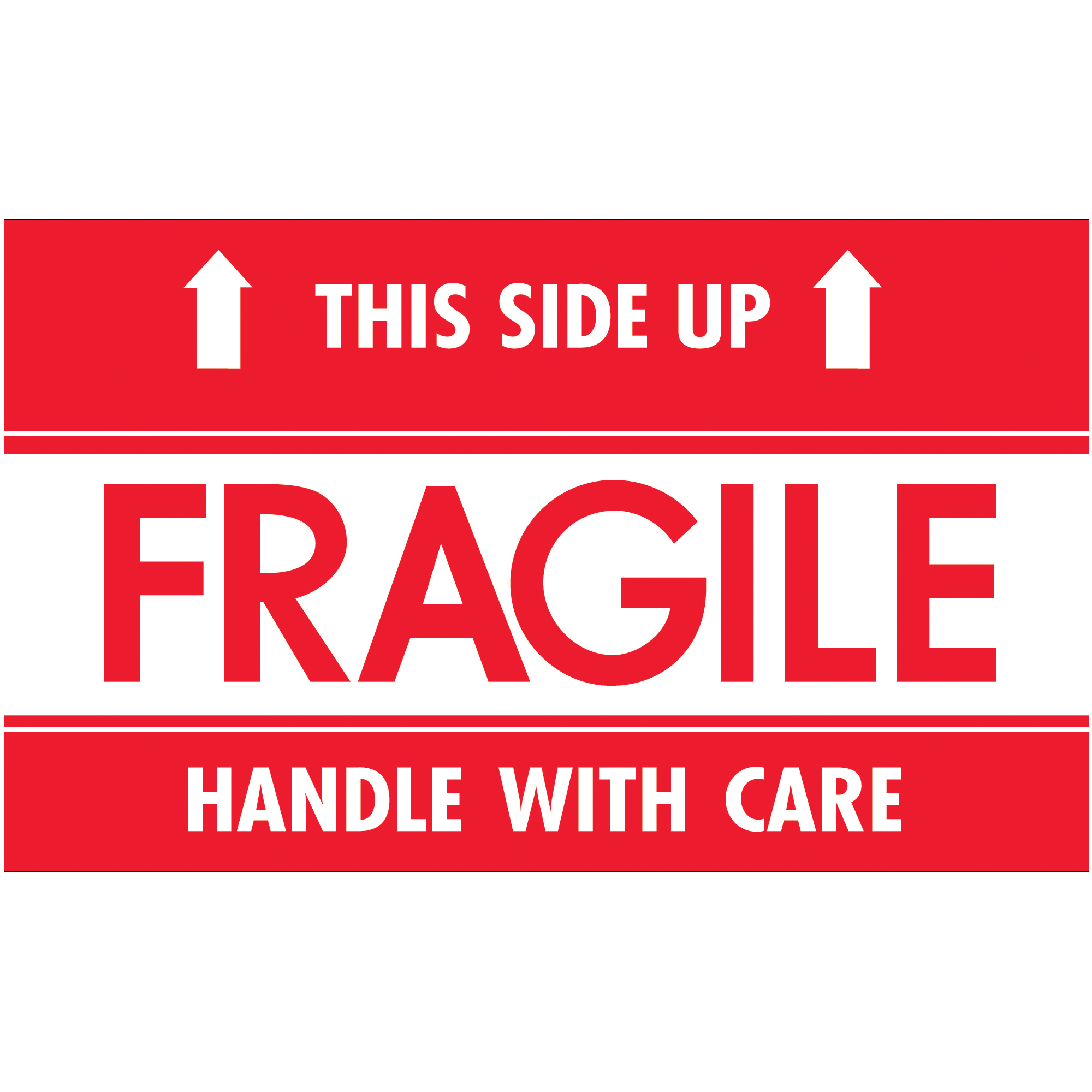 Tape Logic® Labels, "Fragile - This Side Up - HWC", 3" x 5", Red/White, 500/Roll