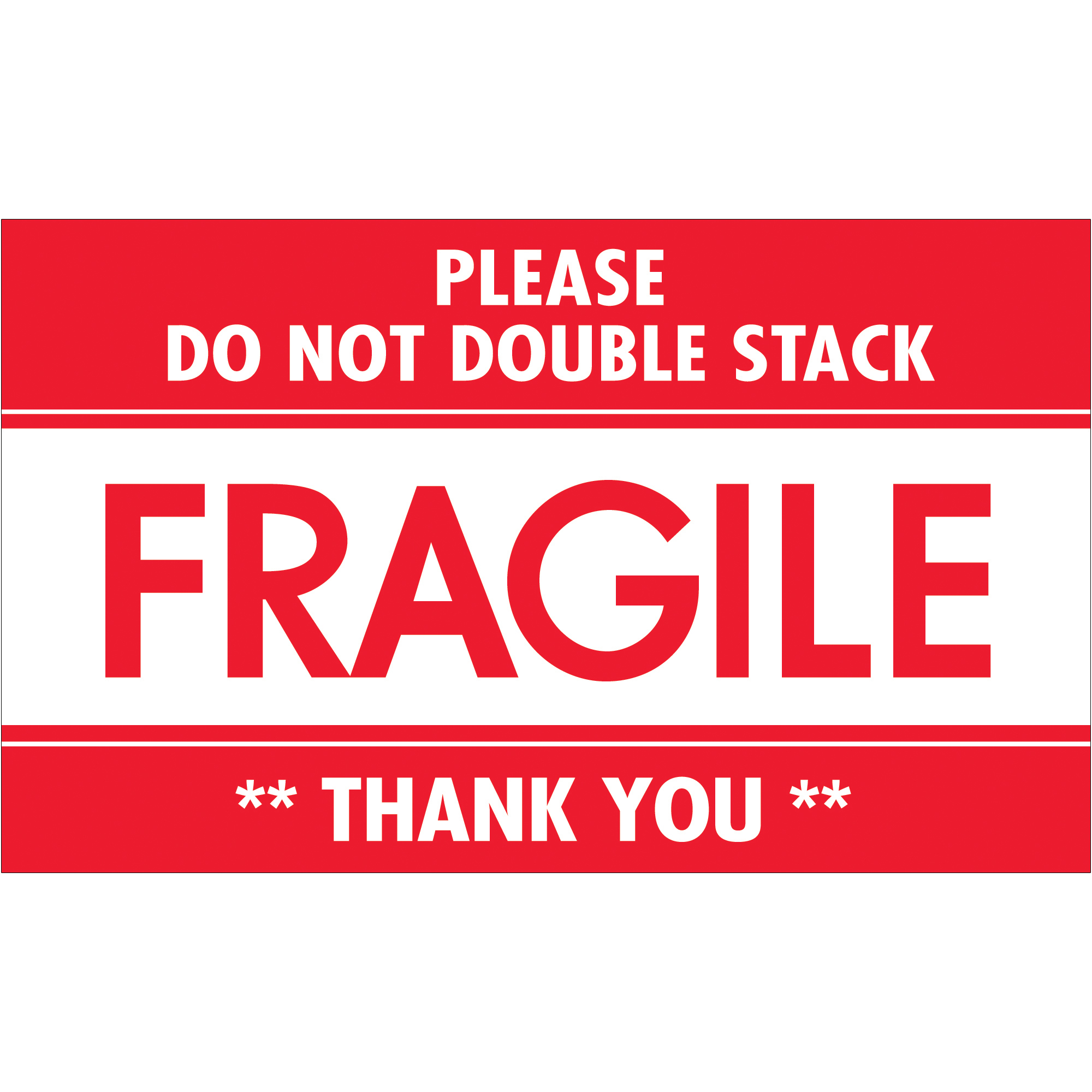 Tape Logic® Labels, "Fragile - Do Not Double Stack", 3" x 5", Red/White, 500/Roll