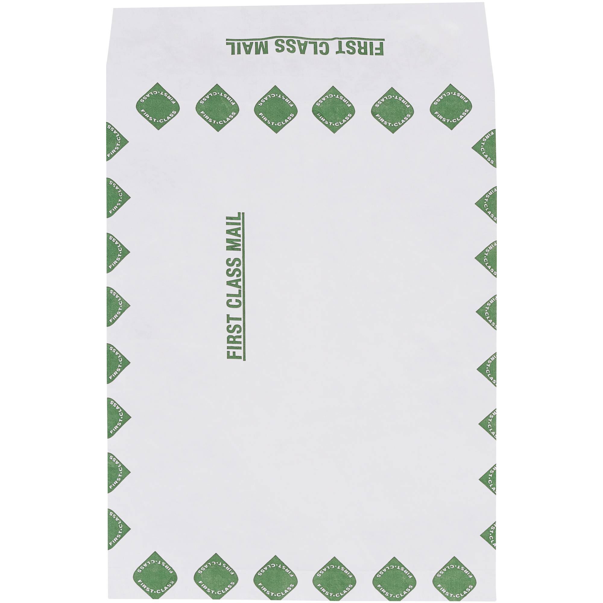 Tyvek® Expandable Envelopes, 10" x 13" x 1 1/2", First Class, White/Green, 100/Case