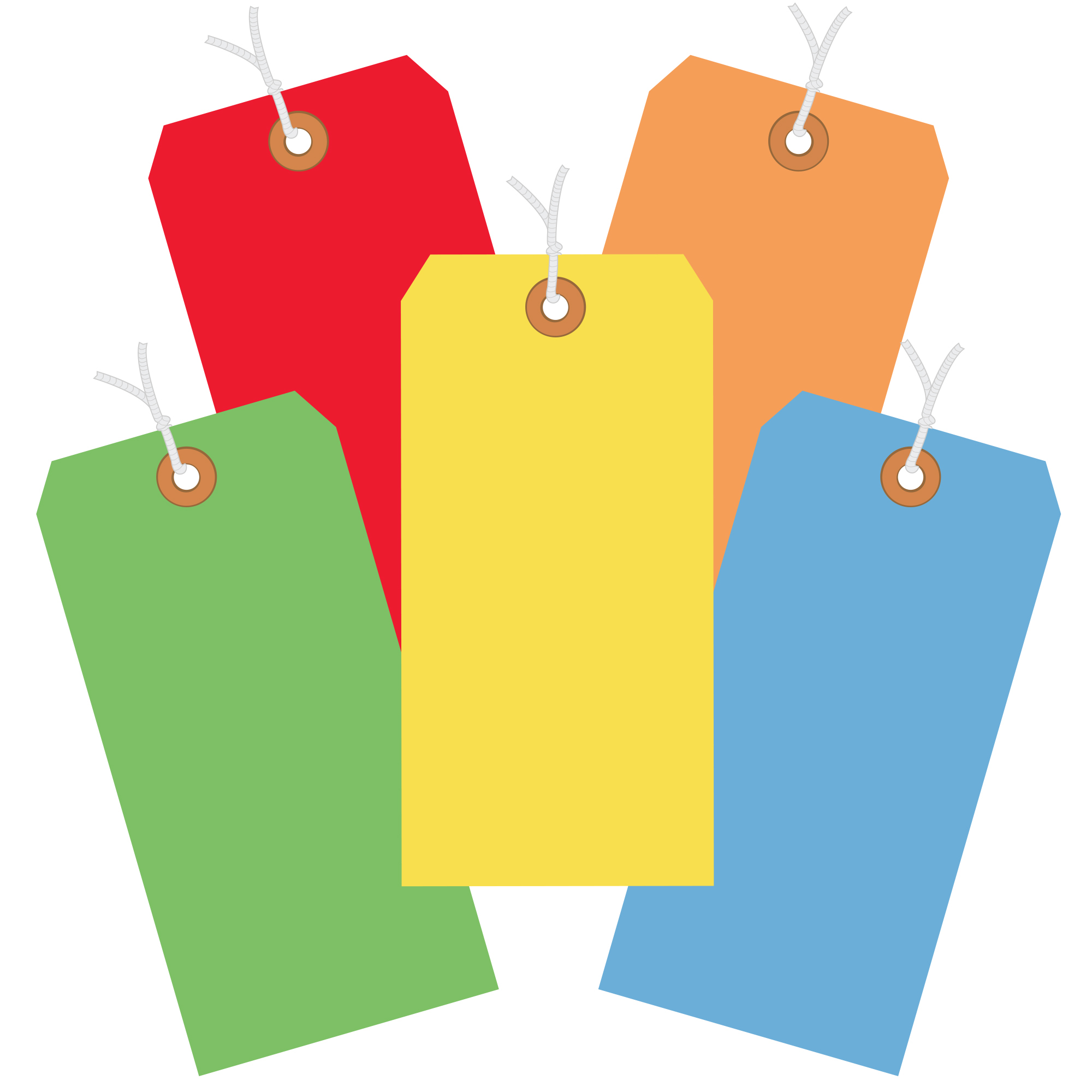 Shipping Tags, Pre-Strung, 13 Pt., 6 1/4" x 3 1/8", Assorted Color, 1000/Case