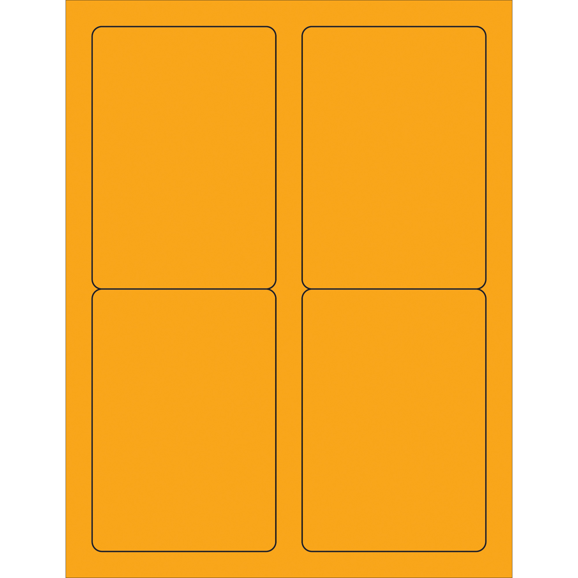 Tape Logic® Rectangle Laser Labels, 3 1/2" x 5", Fluorescent Orange, 400/Case
