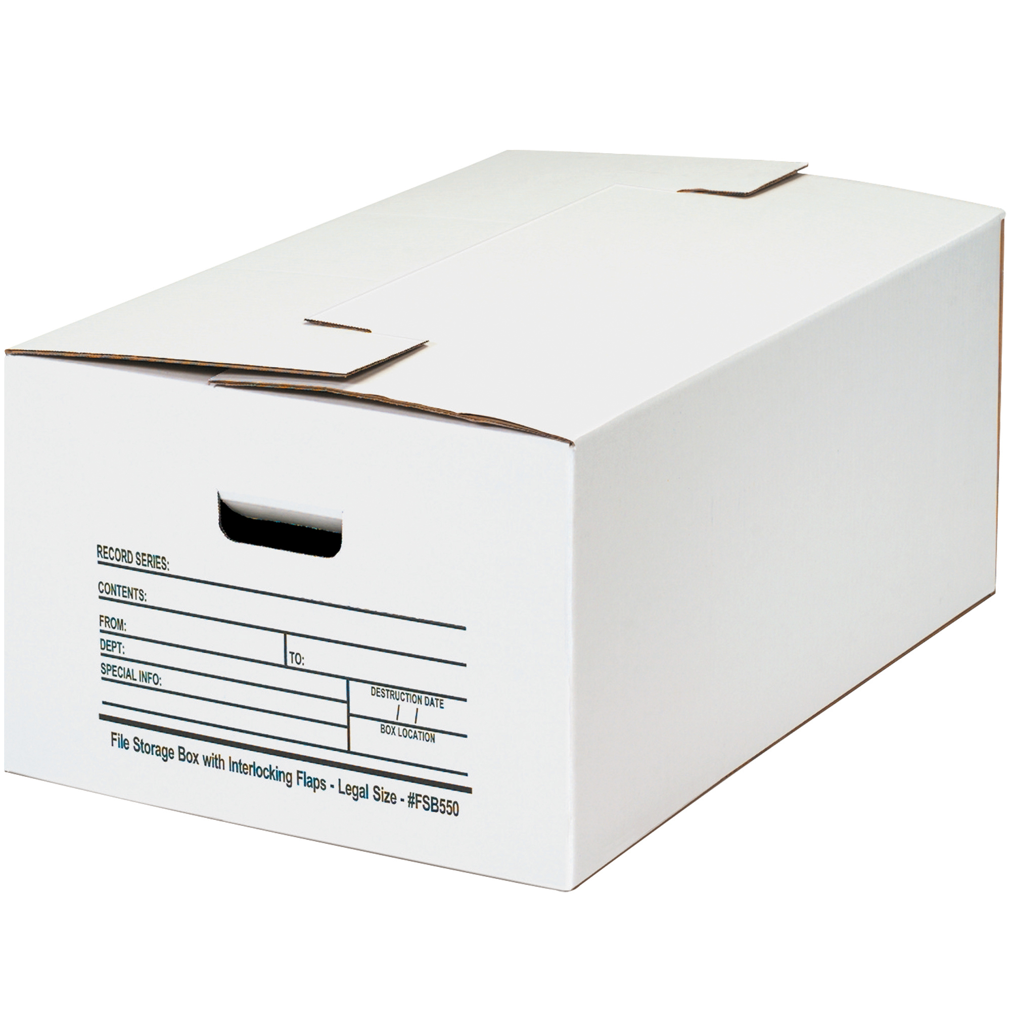 File Storage Boxes, Interlocking Flap, 24" x 15" x 10", White, 12/Case