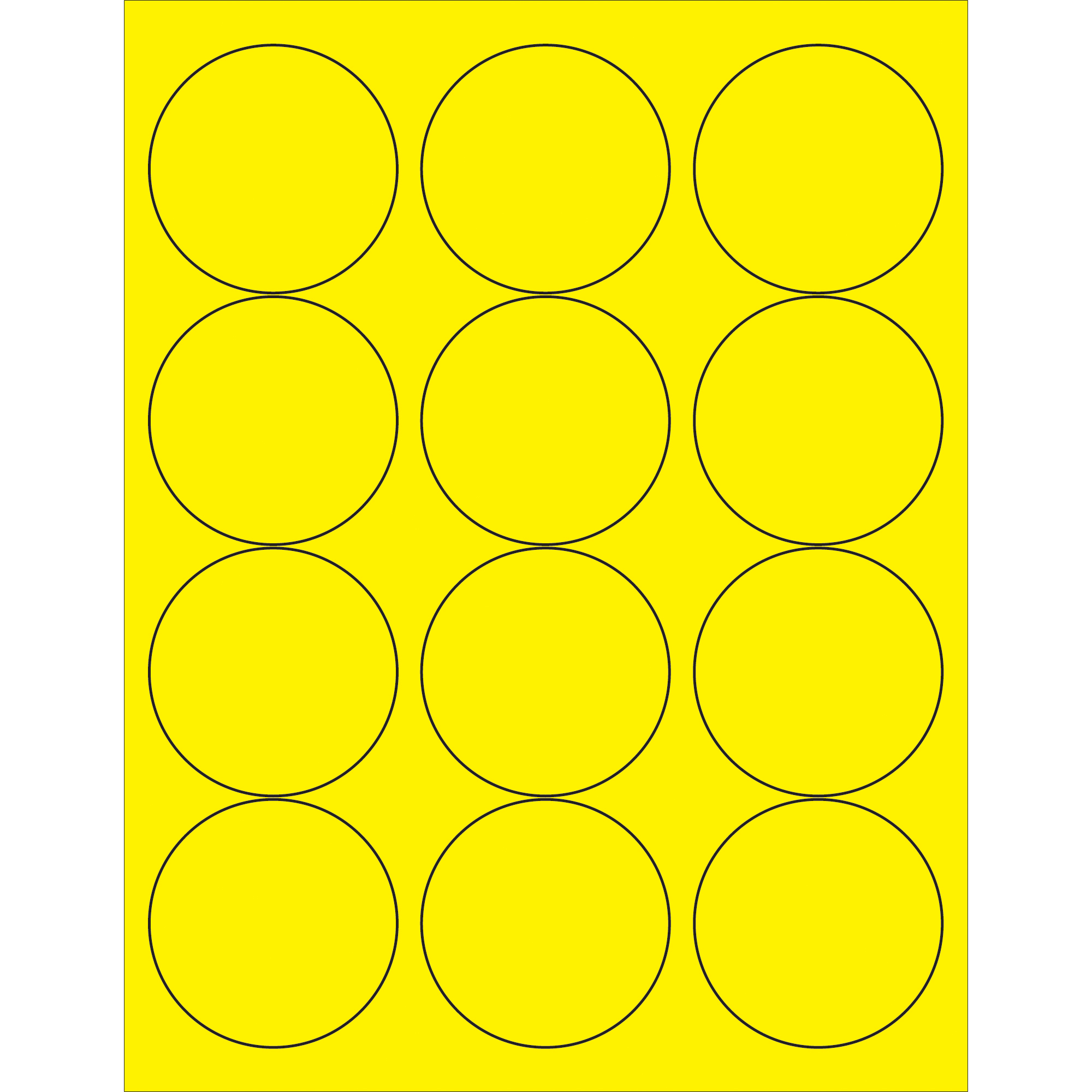 Tape Logic® Circle Laser Labels, 2 1/2", Fluorescent Yellow, 1200/Case