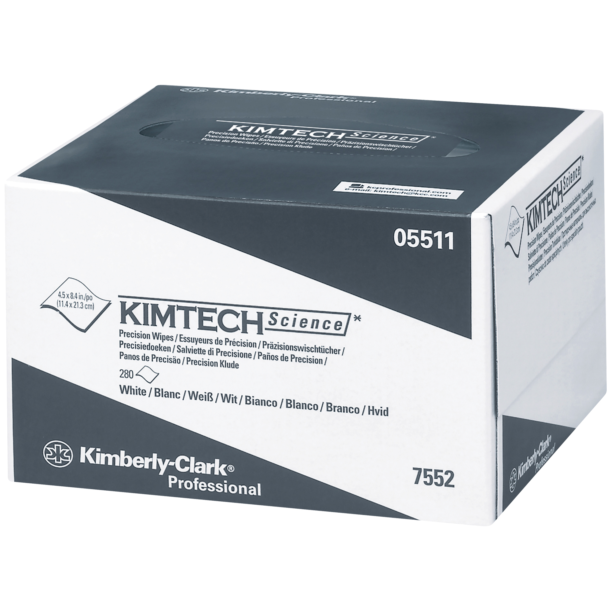 Kimtech® Precision Low-Lint Wipers, 1 Ply, 4.4" x 8.4", White, 280/Box, 60 Boxes/Case