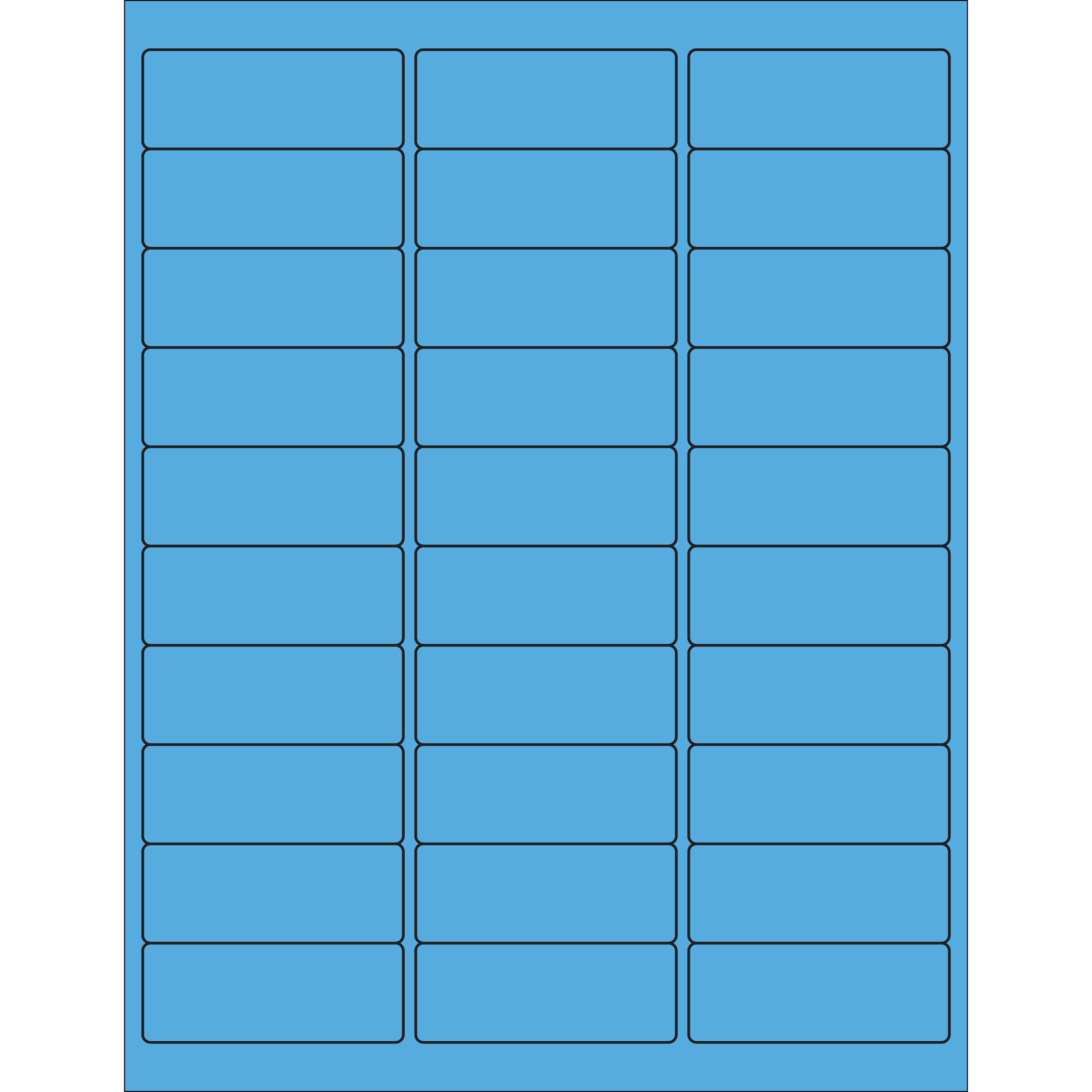 2 5/8 x 1" Fluorescent Blue Rectangle Laser Labels 100 SHEETS