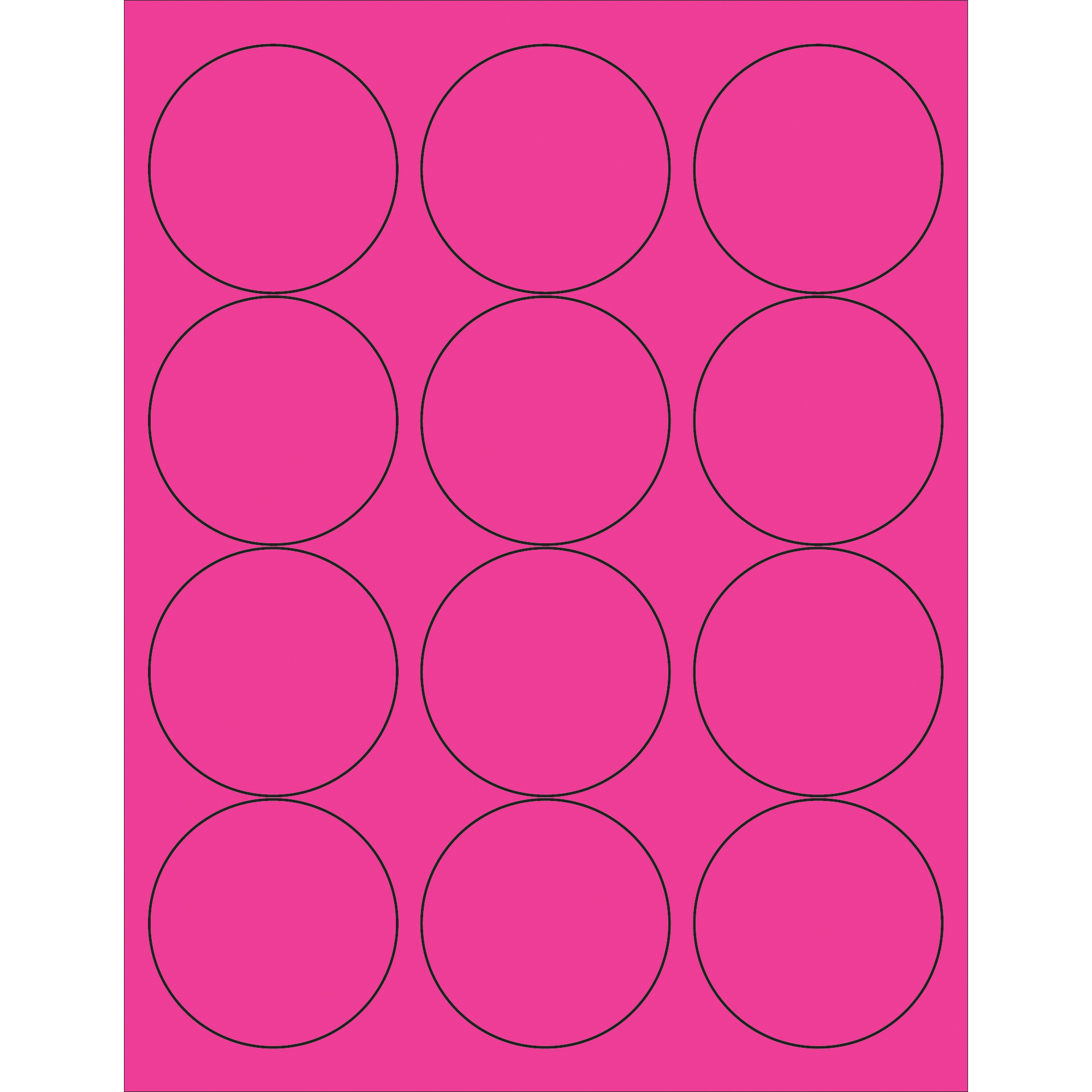 Tape Logic® Circle Laser Labels, 2 1/2", Fluorescent Pink, 1200/Case