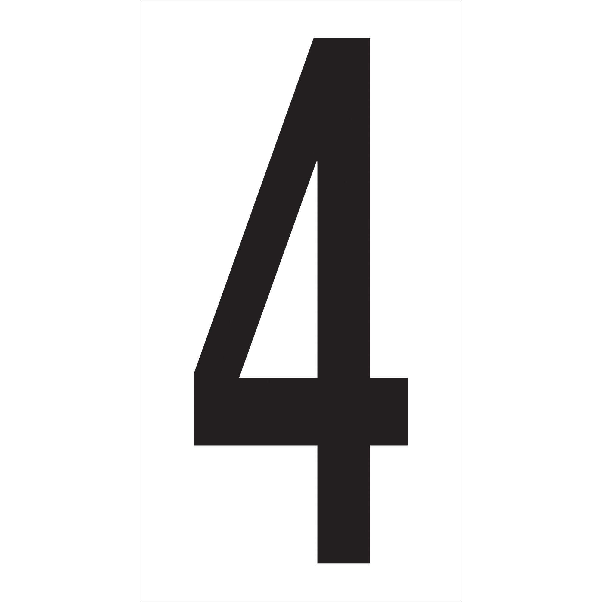Vinyl Warehouse Number Labels, "4", 3 1/2", Black/White, 50/Case