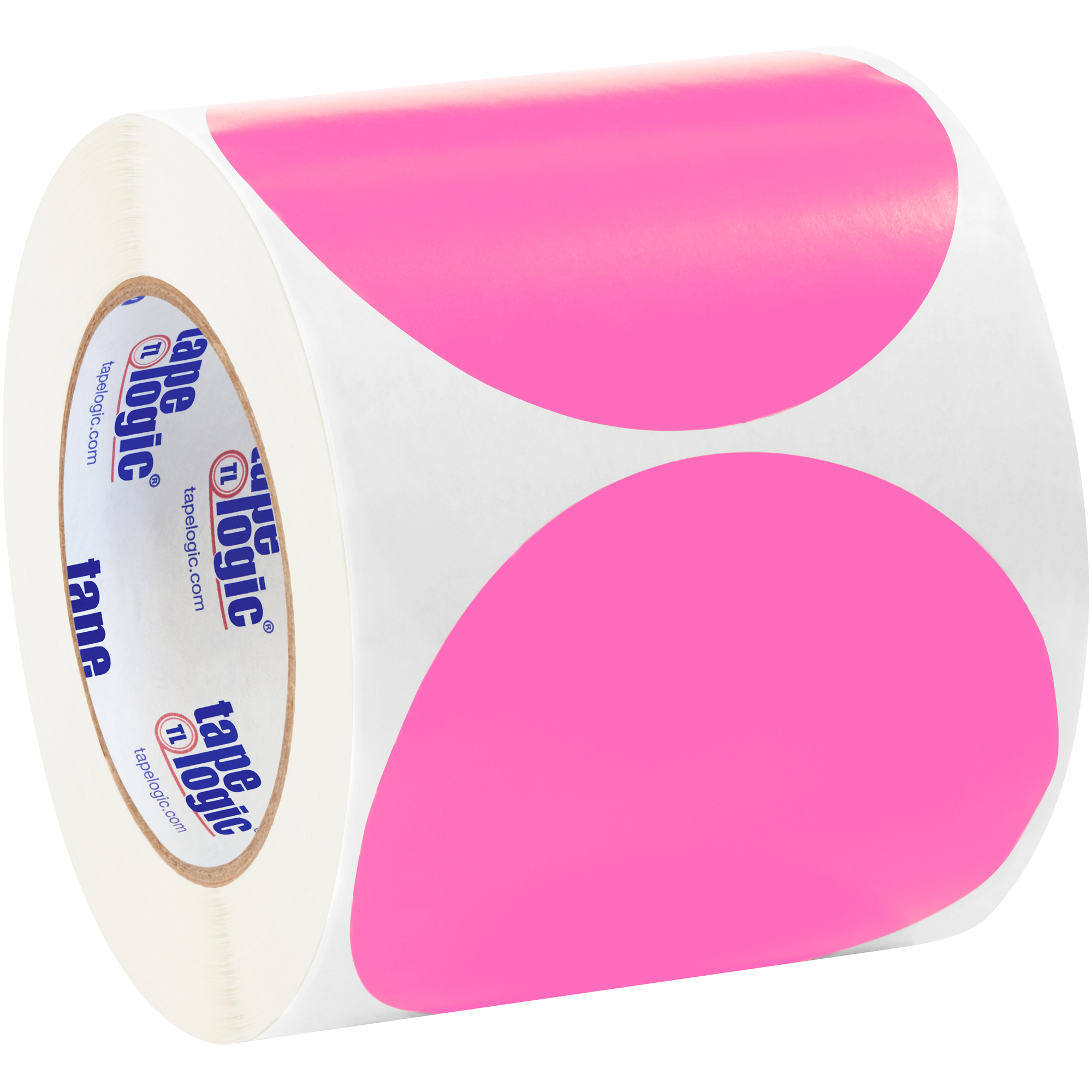 Tape Logic® Inventory Circle Labels, 4", Fluorescent Pink, 500/Roll