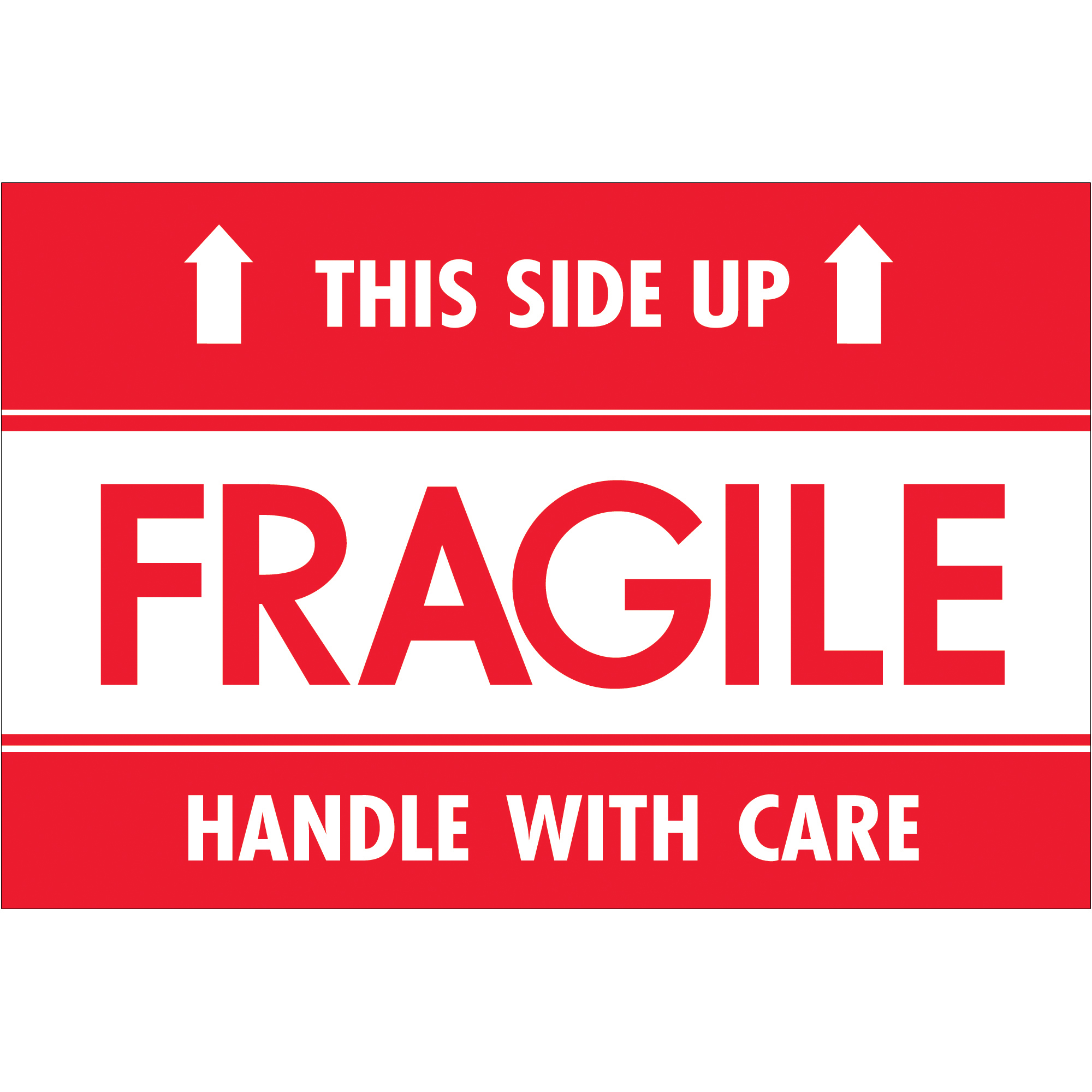 Tape Logic® Labels, "Fragile - This Side Up - HWC", 2" x 3", Red/White, 500/Roll