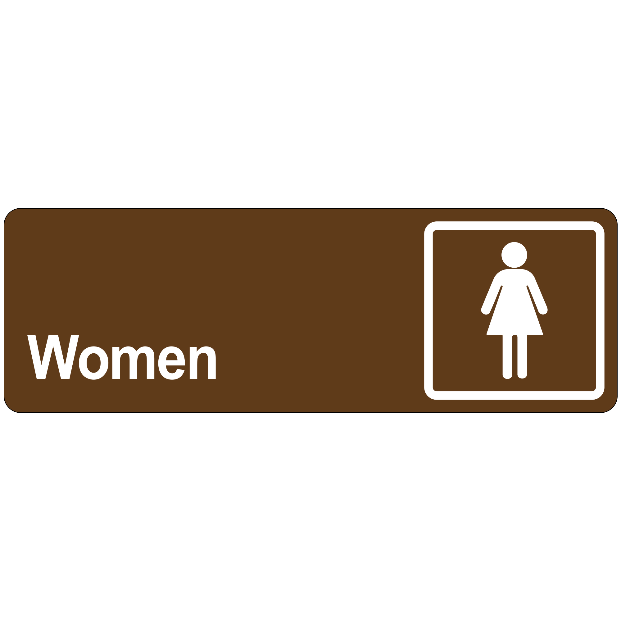 "Women" Door Sign, 3" x 9", Brown, 1/Each