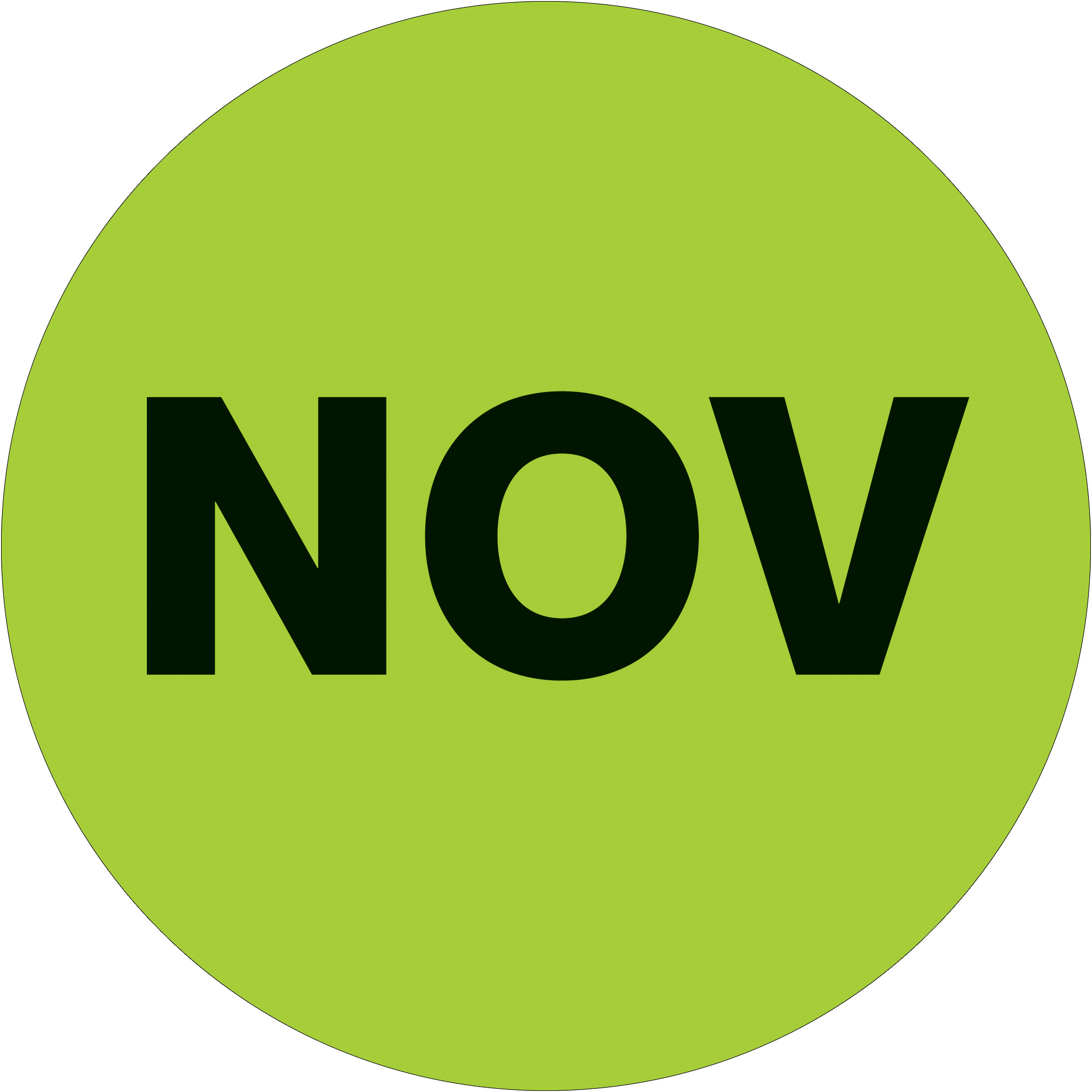 Tape Logic® Months of the Year Labels, "NOV", 2" Circle, Fluorescent Green, 500/Roll