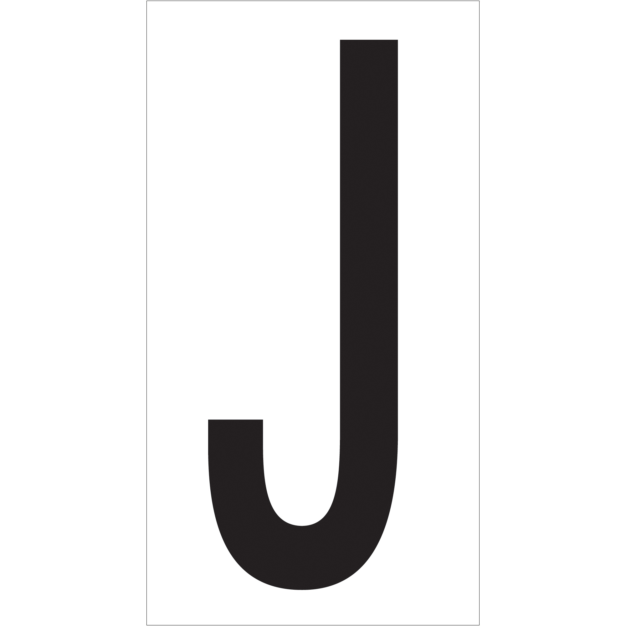 Vinyl Warehouse Letter Labels, "J", 3 1/2", Black/White, 50/Case