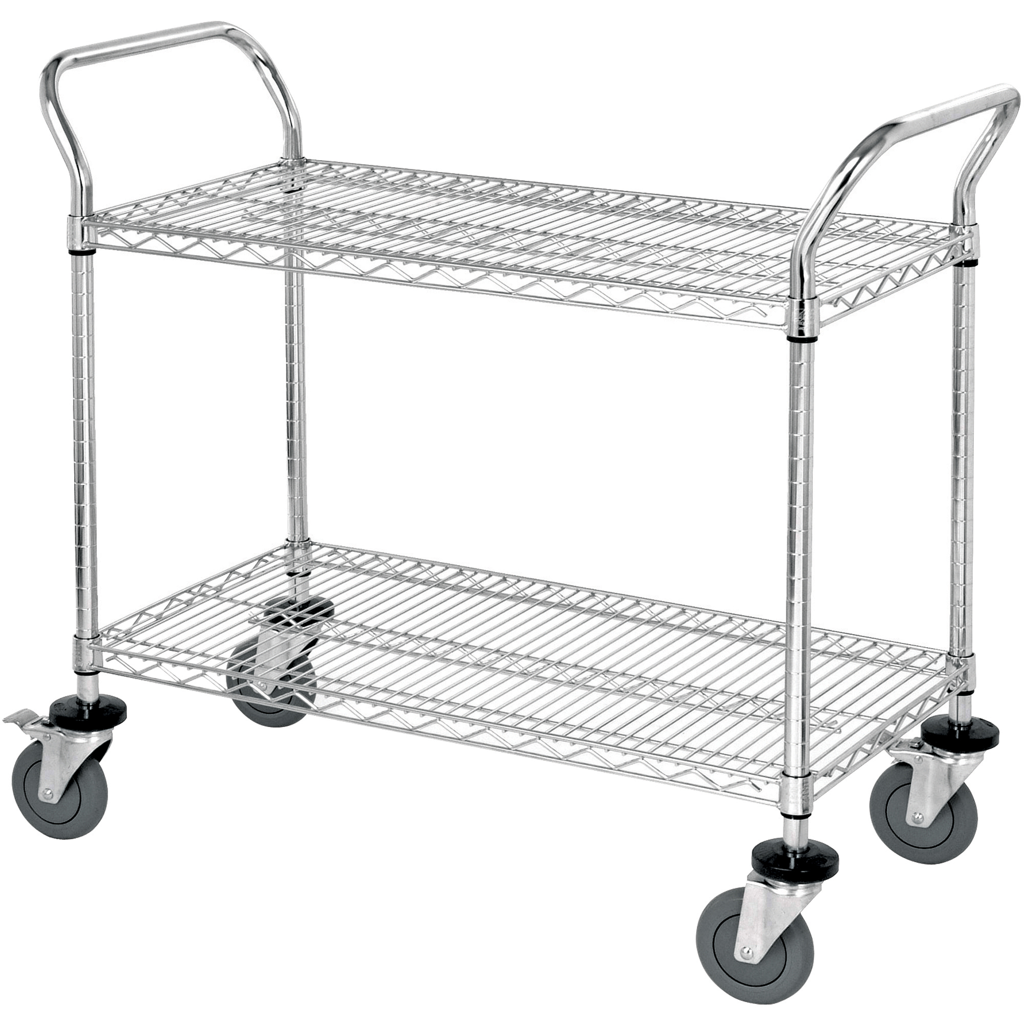 Heavy-Duty Wire Cart, 2 Shelf, 36" x 24" x 38", Silver, 1/Case