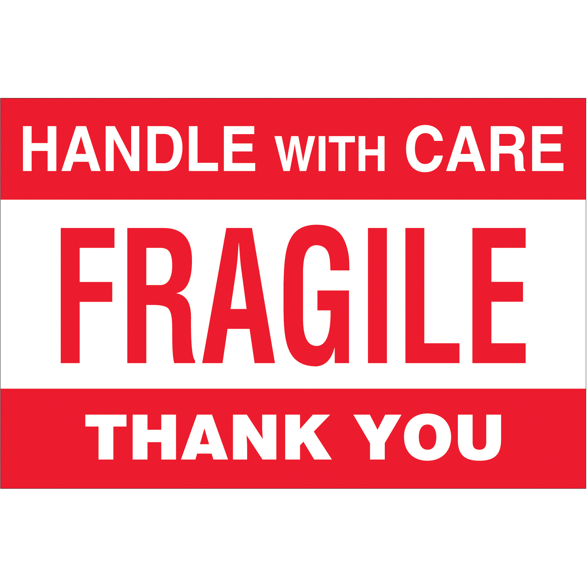 Tape Logic® Labels, "Fragile - Handle With Care", 4" x 6", Red/White, 500/Roll