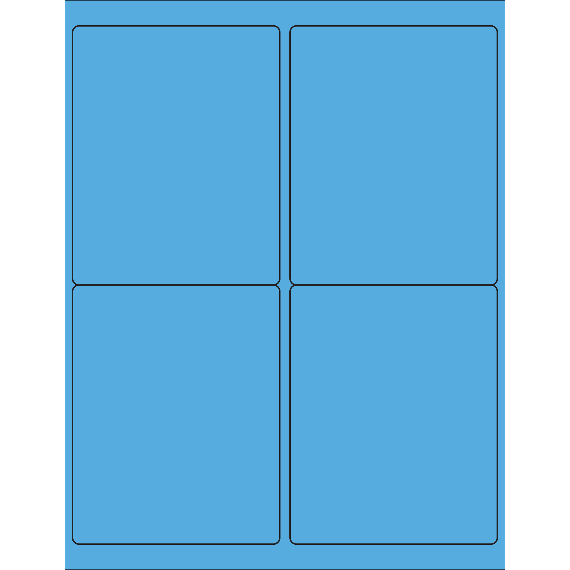 4 x 5" Fluorescent Blue Rectangle Laser Labels 100 SHEETS