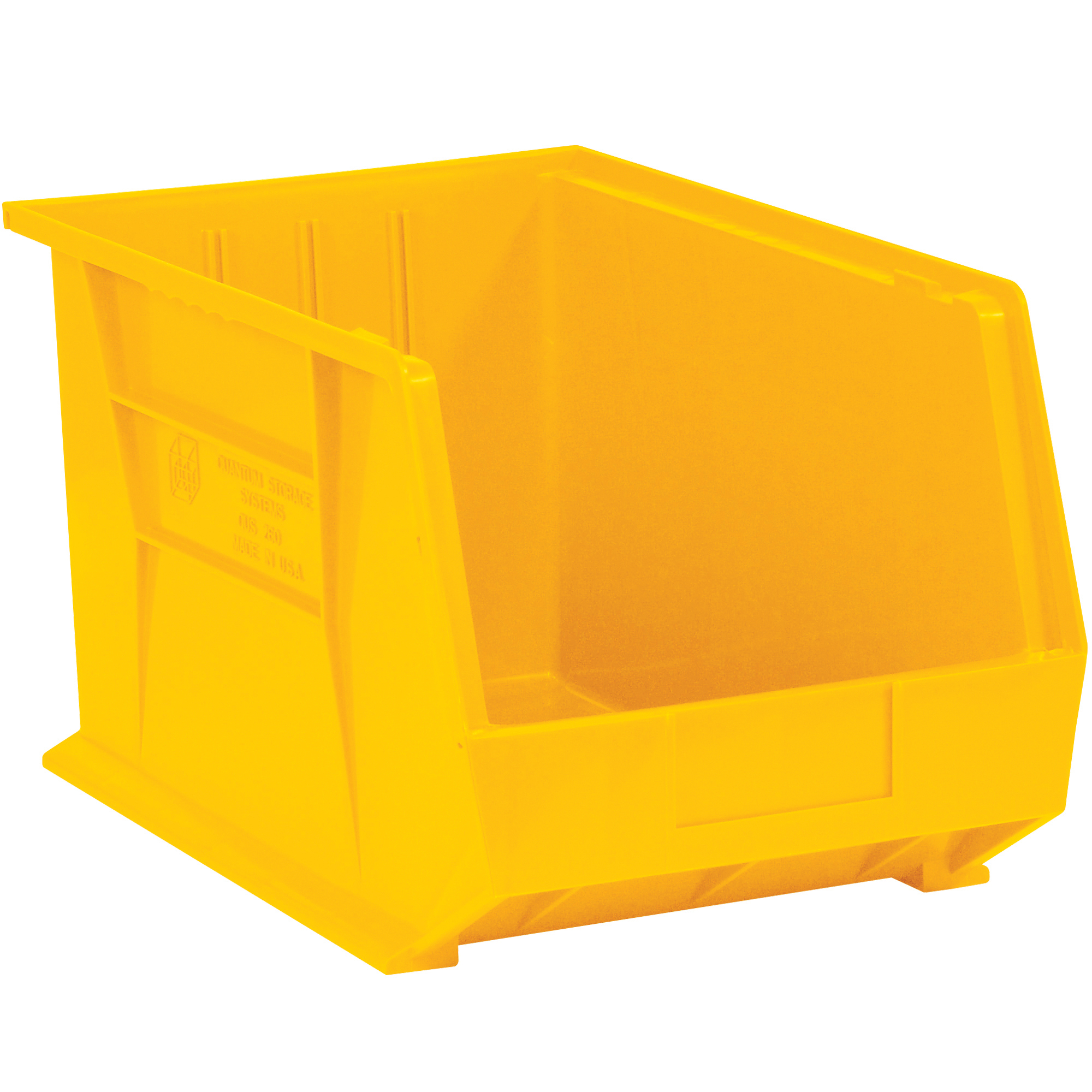 Plastic Stack & Hang Bin Boxes, 18" x 11" x 10", Yellow, 4/Case