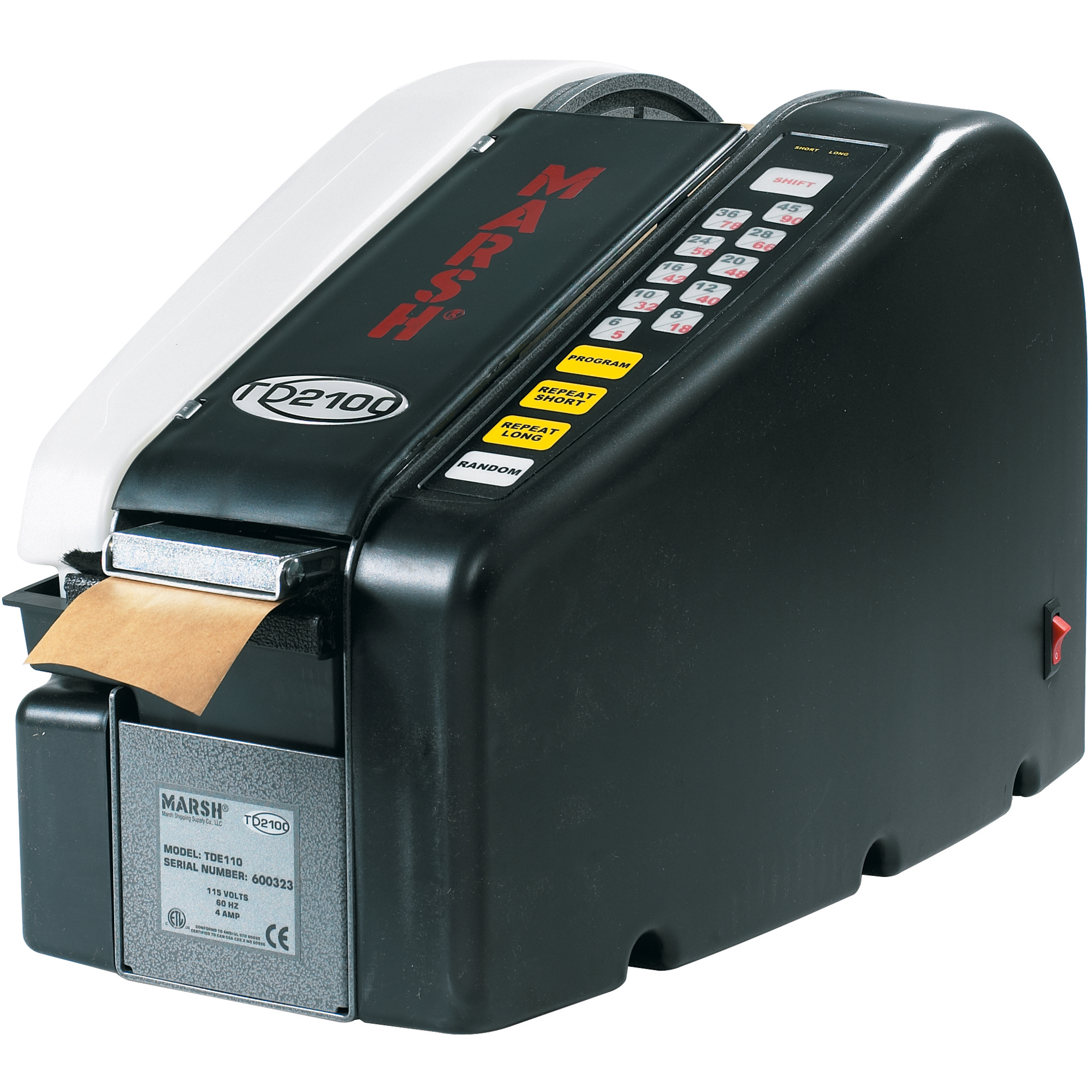Marsh® TD2100 Electric Paper Gum Tape Dispenser, Black, 1/Each
