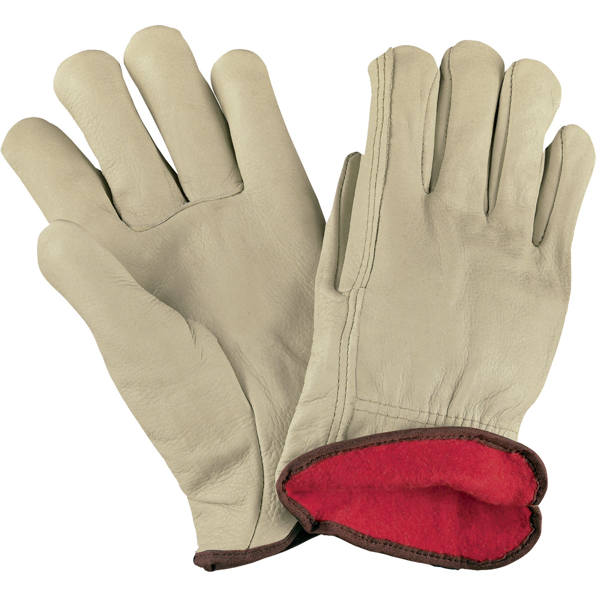 Cowhide Leather Drivers Gloves, Lined, XLarge, Natural, 3 Pairs/Case