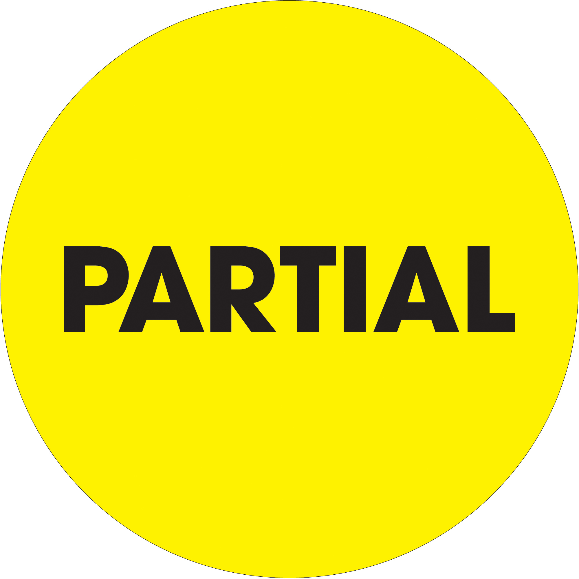 Tape Logic® Labels, "Partial", 2" Circle, Fluorescent Yellow, 500/Roll