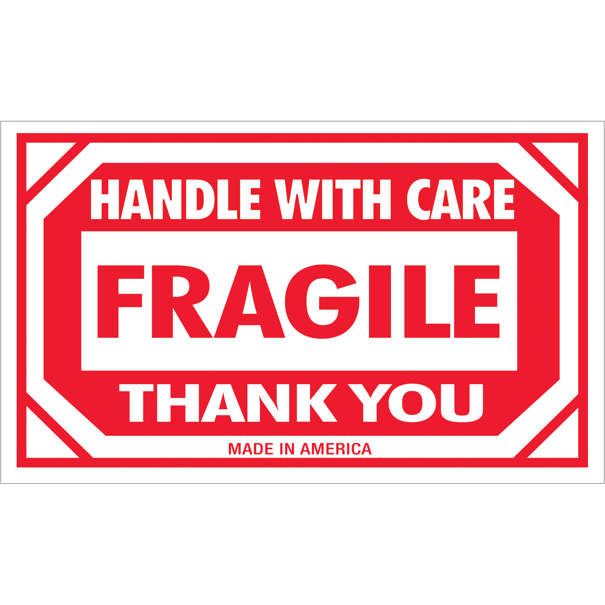 Tape Logic® Labels, "Fragile - Handle With Care", 3" x 5", Red/White, 500/Roll