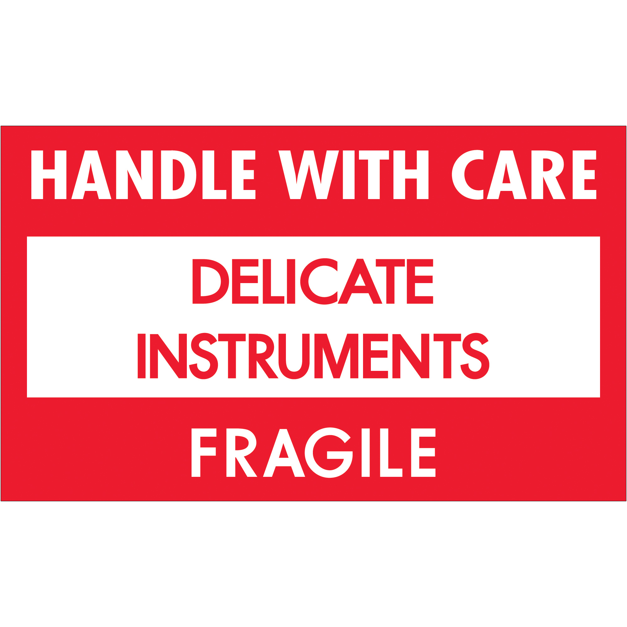 Tape Logic® Labels, "Delicate Instruments - HWC", 3" x 5", Red/White/Black, 500/Roll