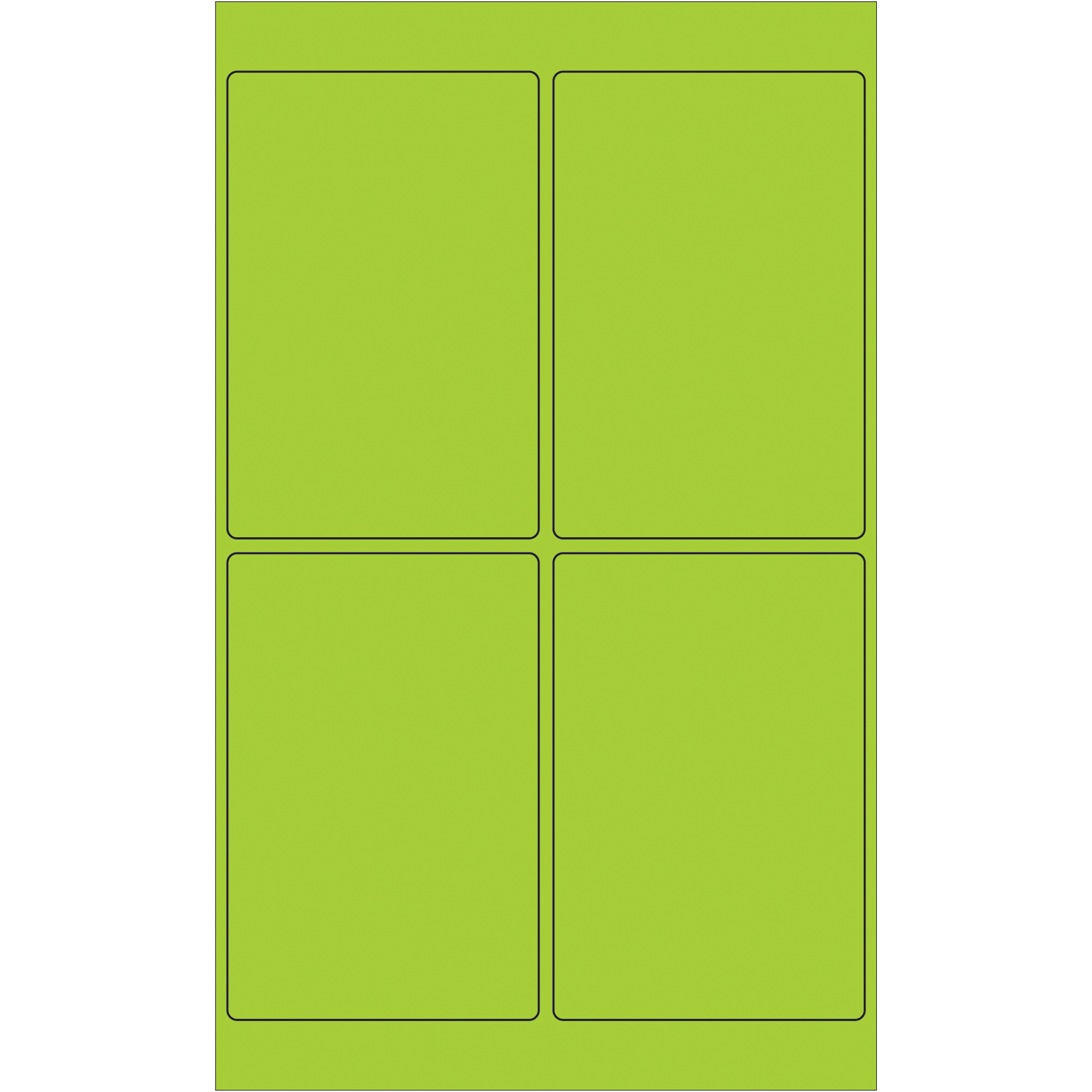 Tape Logic® Rectangle Laser Labels, 4" x 6", Fluorescent Green, 400/Case