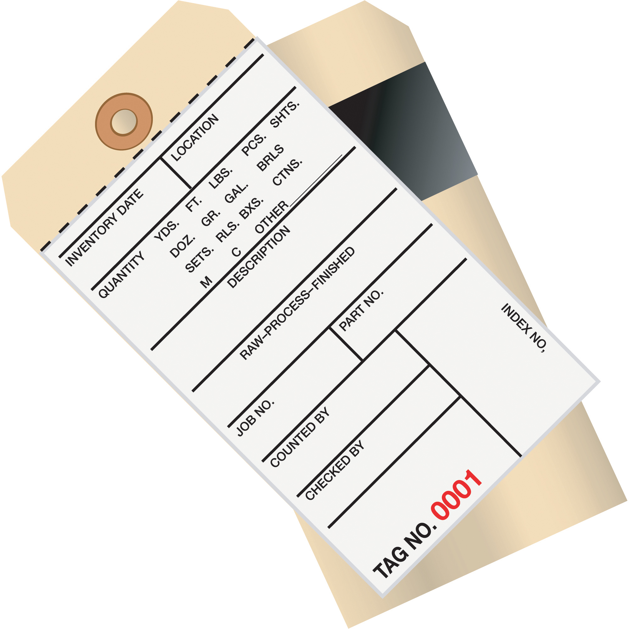 Inventory Tags, 2 Part Carbon Style #8, (0001-0499), 6 1/4" x 3 1/8", White/Manila, 500/Case