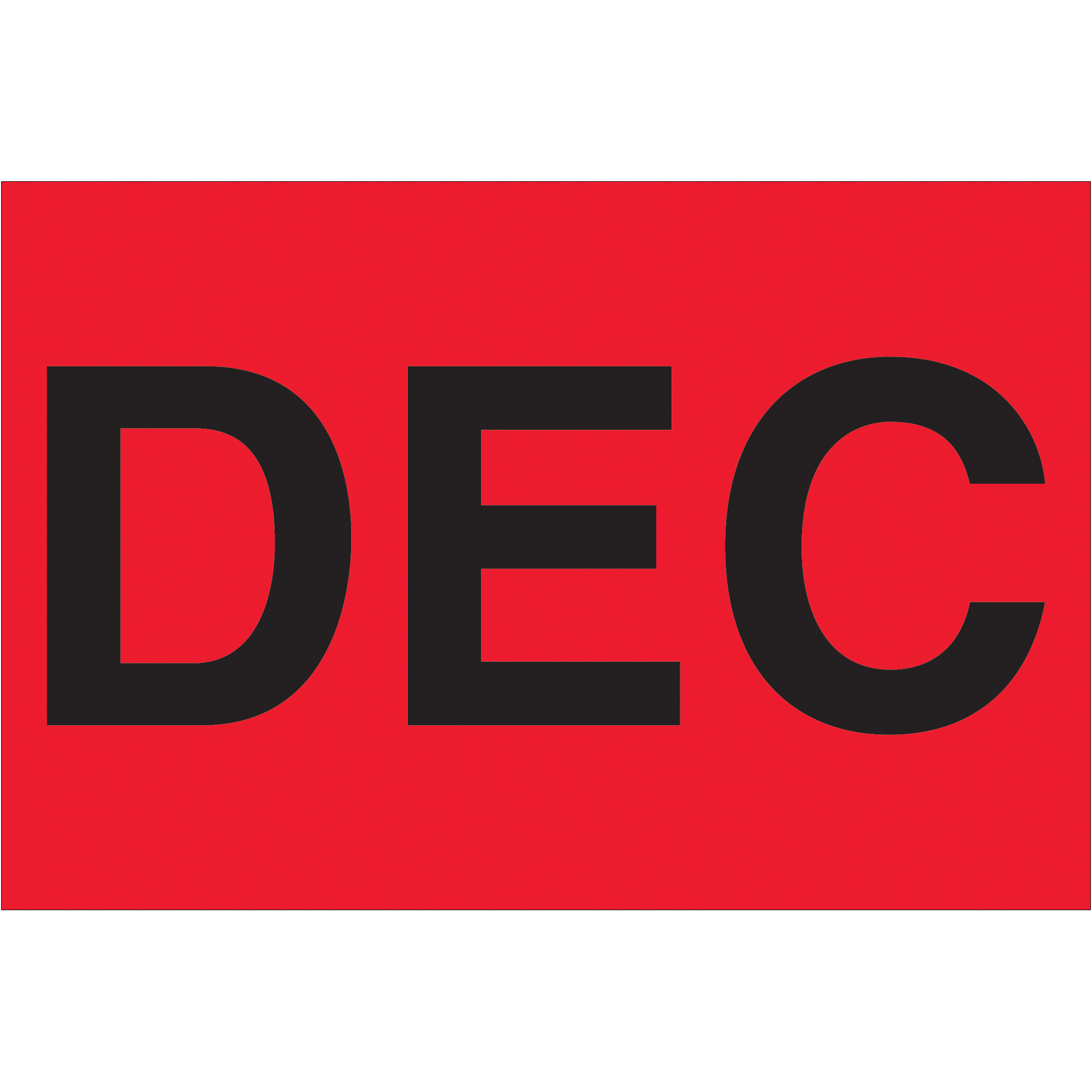 Tape Logic® Months of the Year Labels, "DEC", 2" x 3", Fluorescent Red, 500/Roll