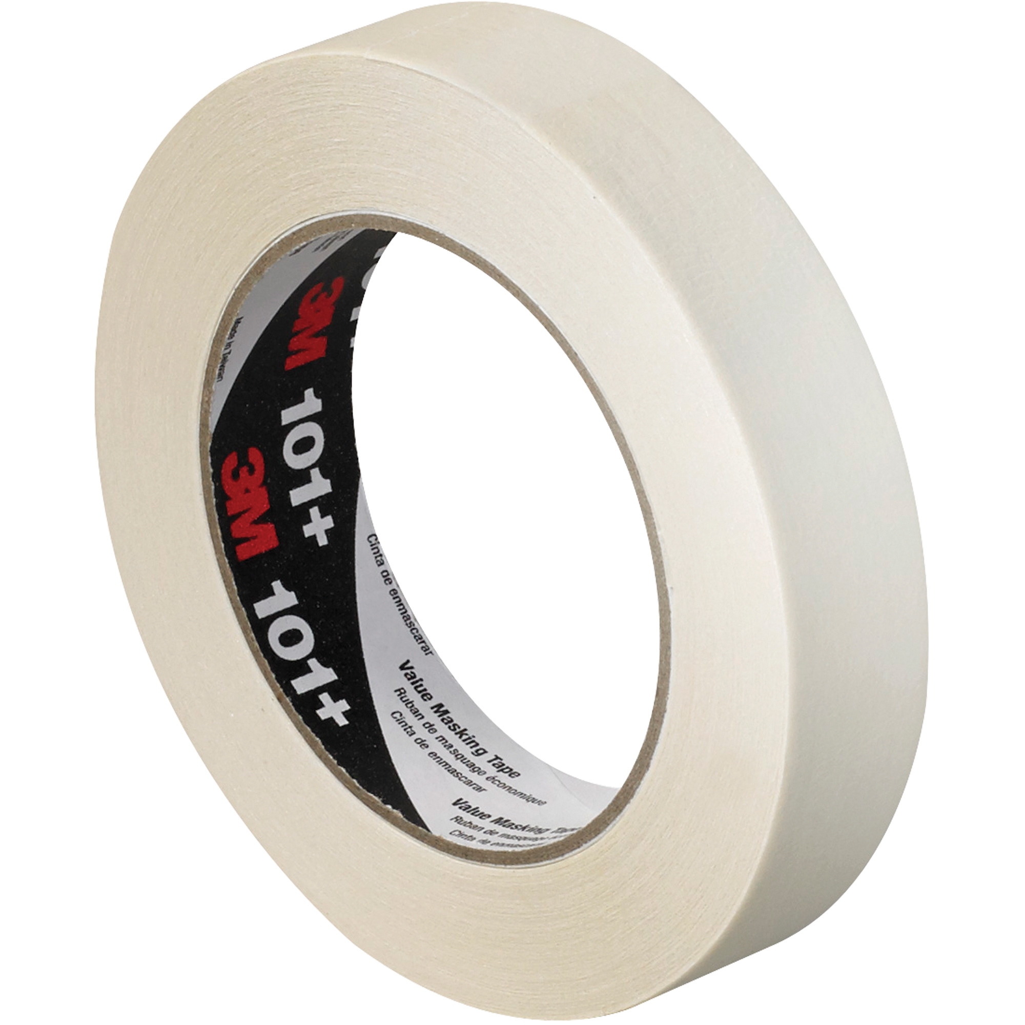 3M™ 101+ Masking Tape, 5.1 Mil, 1" x 60 yds., Tan, 12/Case