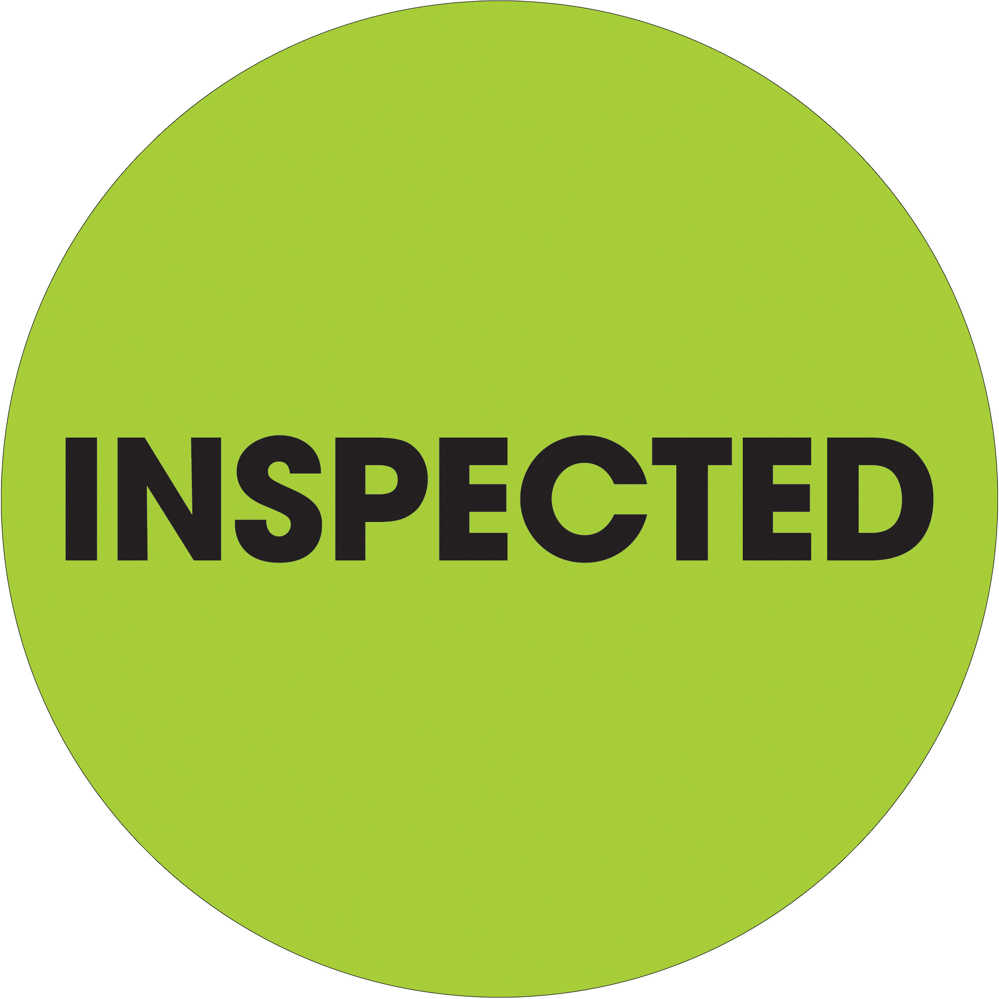 Tape Logic® Labels, "Inspected", 2" Circle, Fluorescent Green, 500/Roll