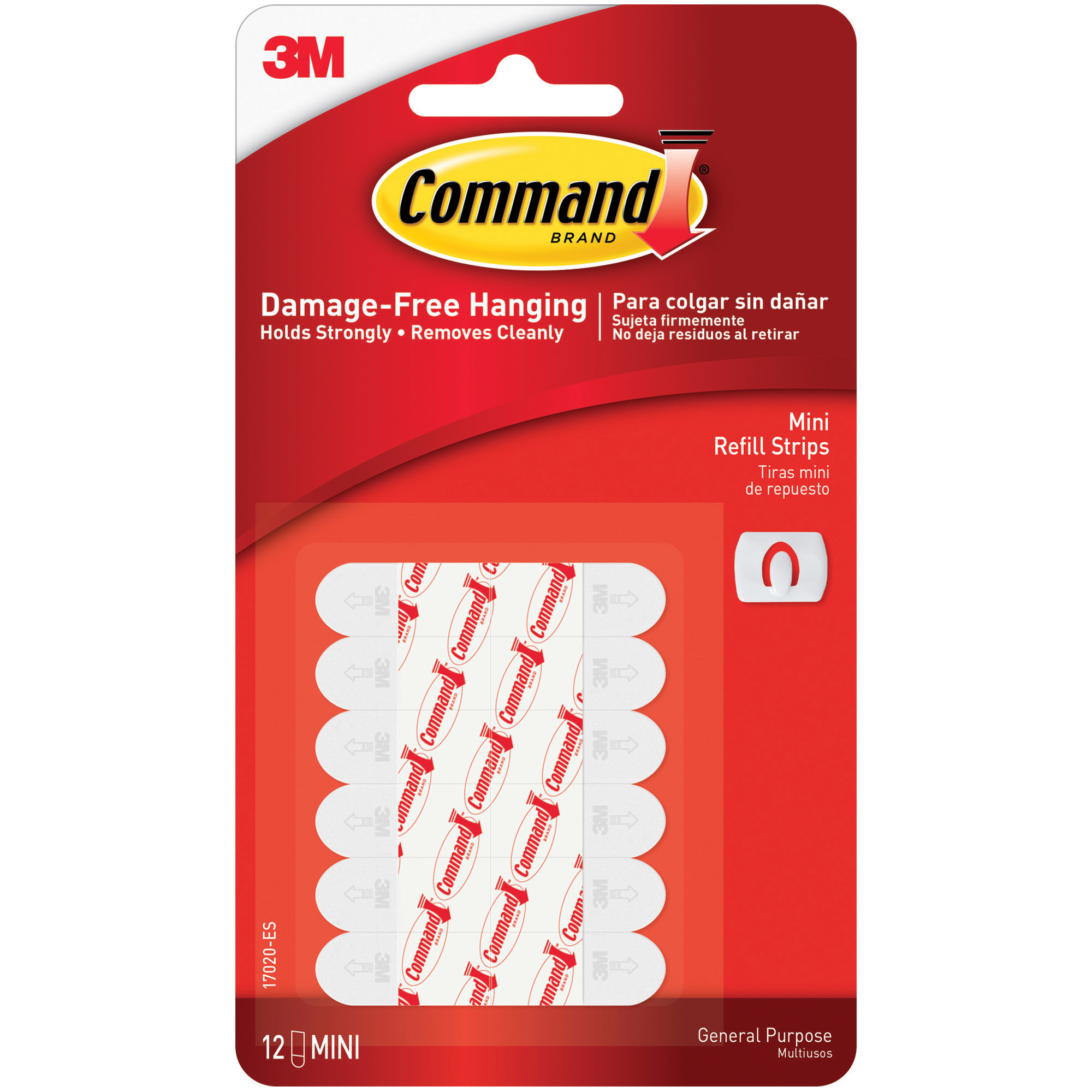 3M™ 17020 Command™ Refill Strips, Mini, White, 12 Strips, 6/Packs per Case