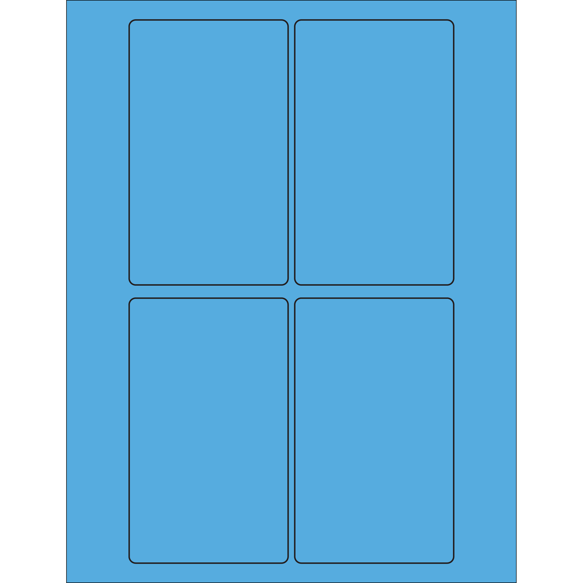 3 x 5" Fluorescent Blue Rectangle Laser Labels 100 SHEETS