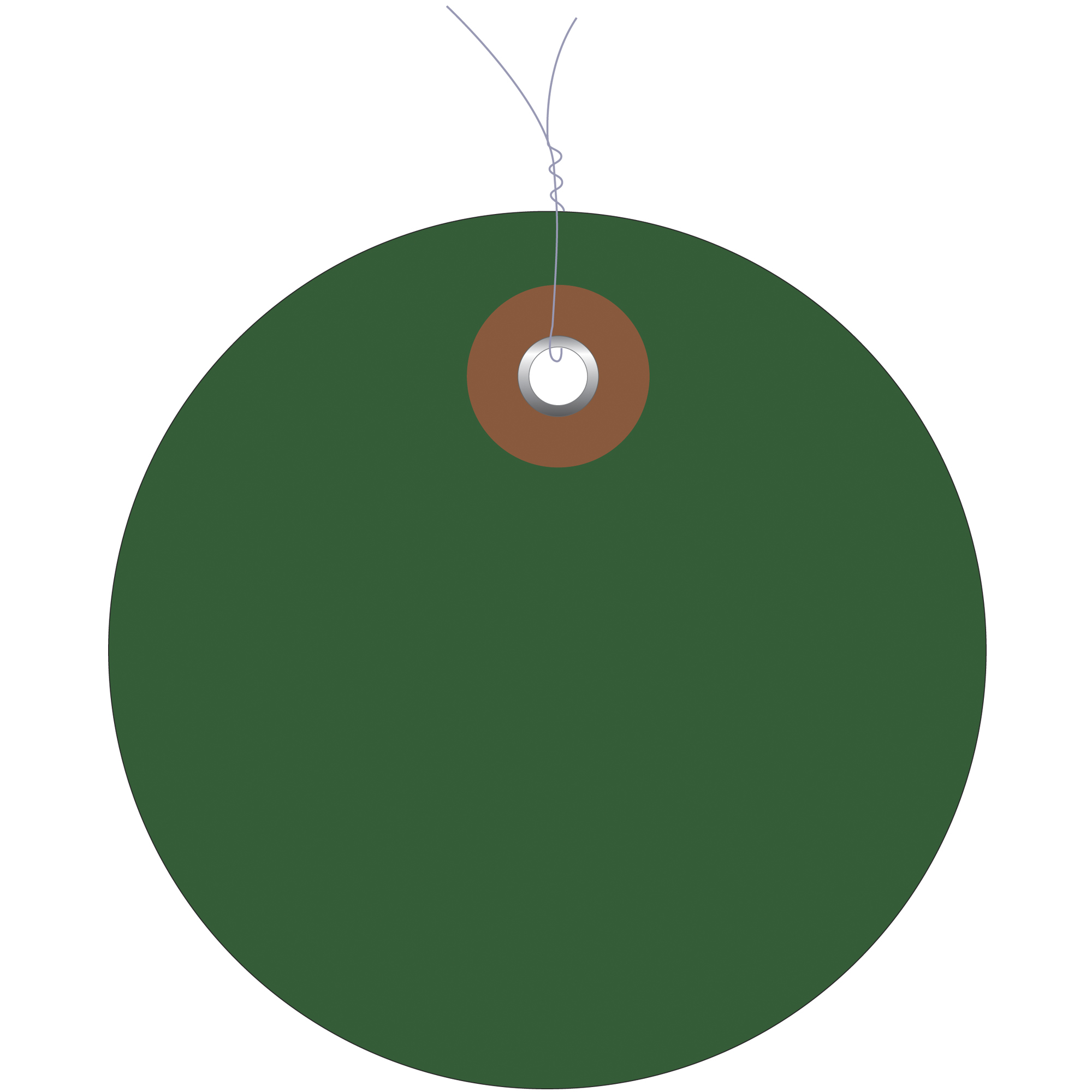 Plastic Circle Tags, Pre-Wired, 3", Green, 100/Each