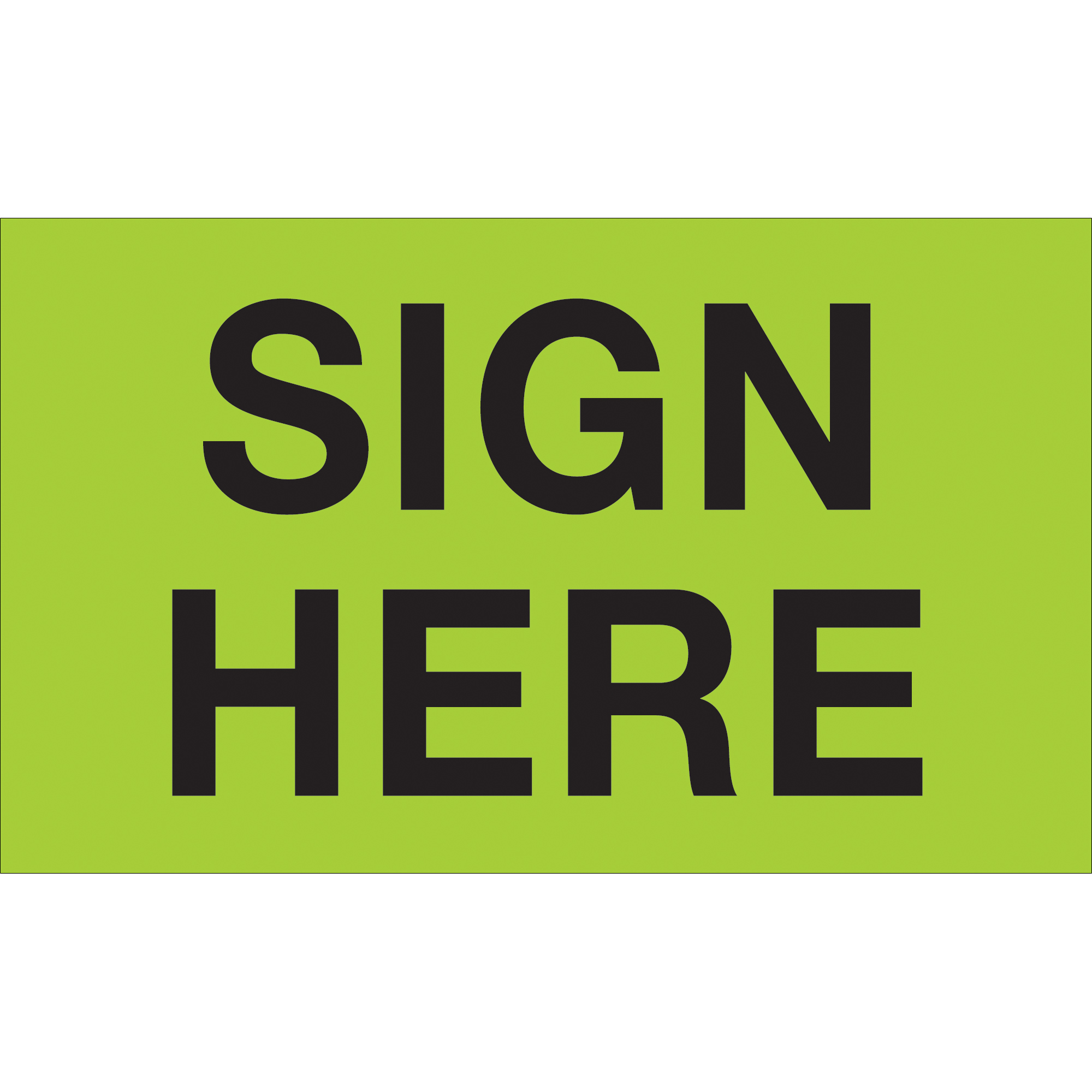Tape Logic® Labels, "Sign Here", 3" x 5", Fluorescent Green, 500/Roll