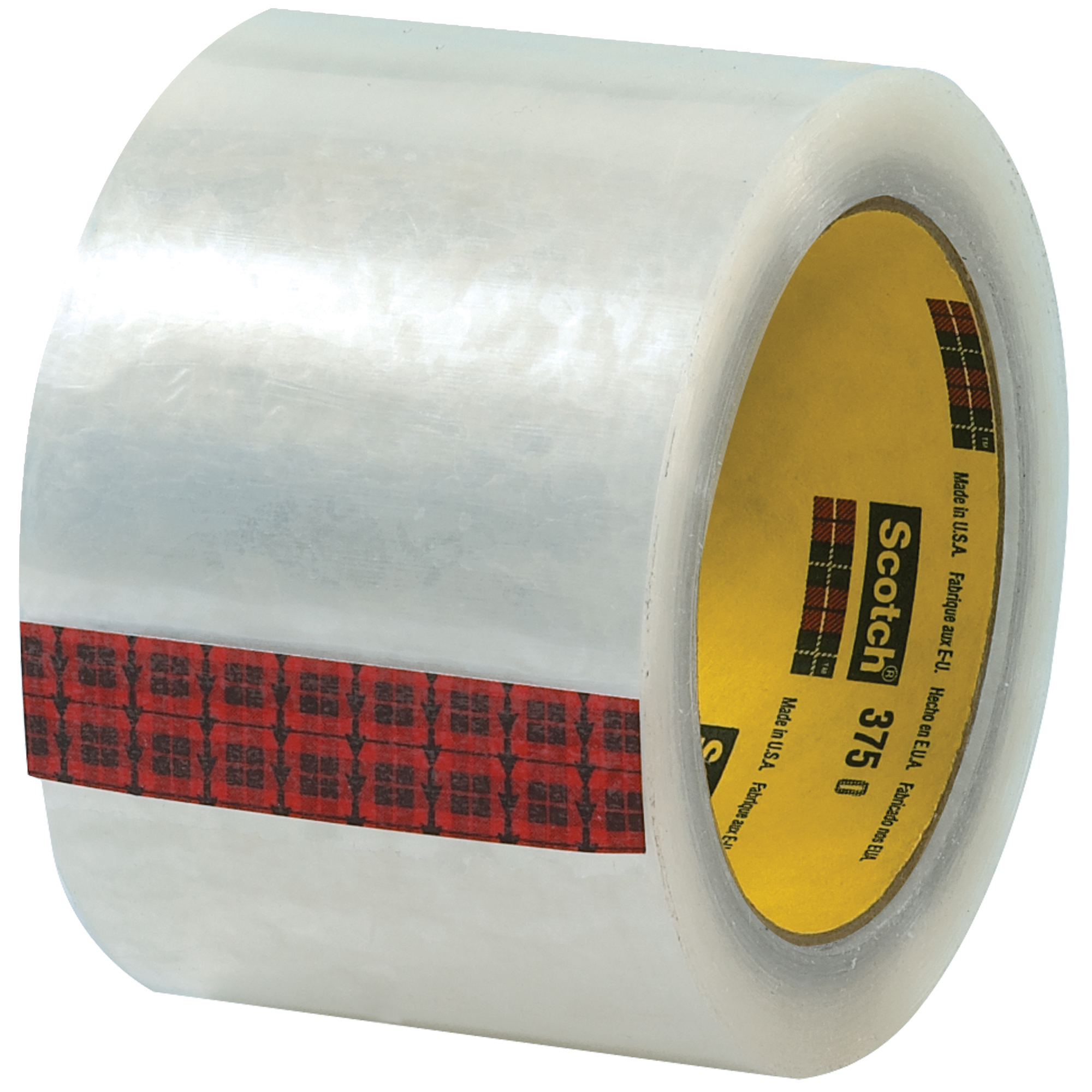 3M™ 375 Carton Sealing Tape, 3.1 Mil, 3" x 55 yds., Clear, 24/Case