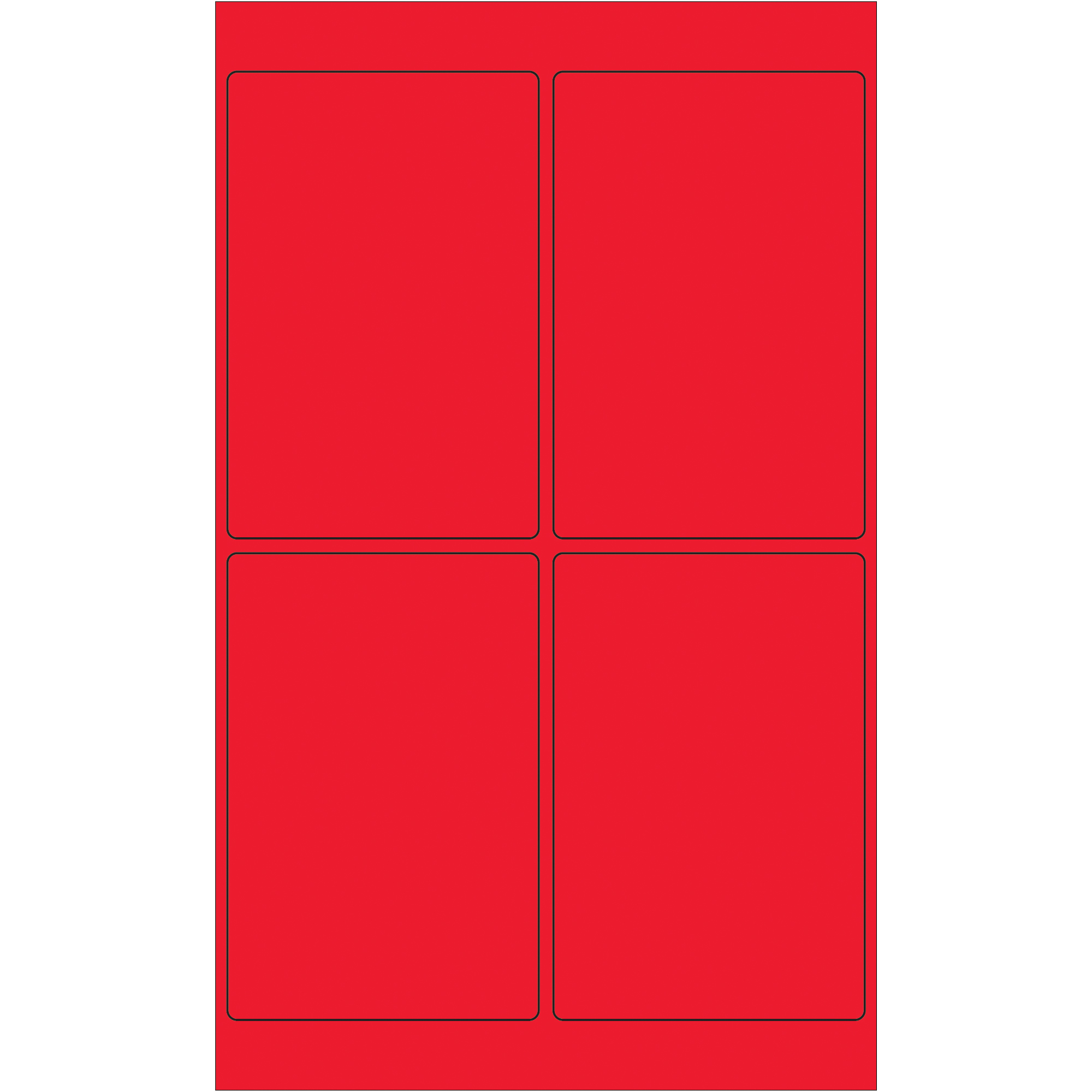 Tape Logic® Rectangle Laser Labels, 4" x 6", Fluorescent Red, 400/Case